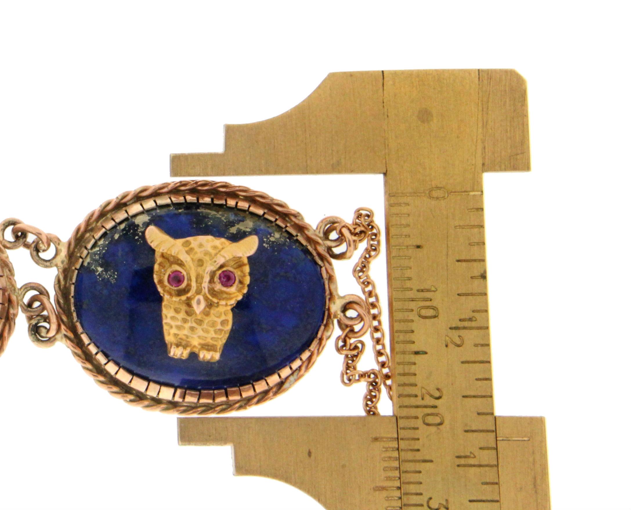 Lapis Owls 9 Karat Yellow Gold, Choker Necklace 2