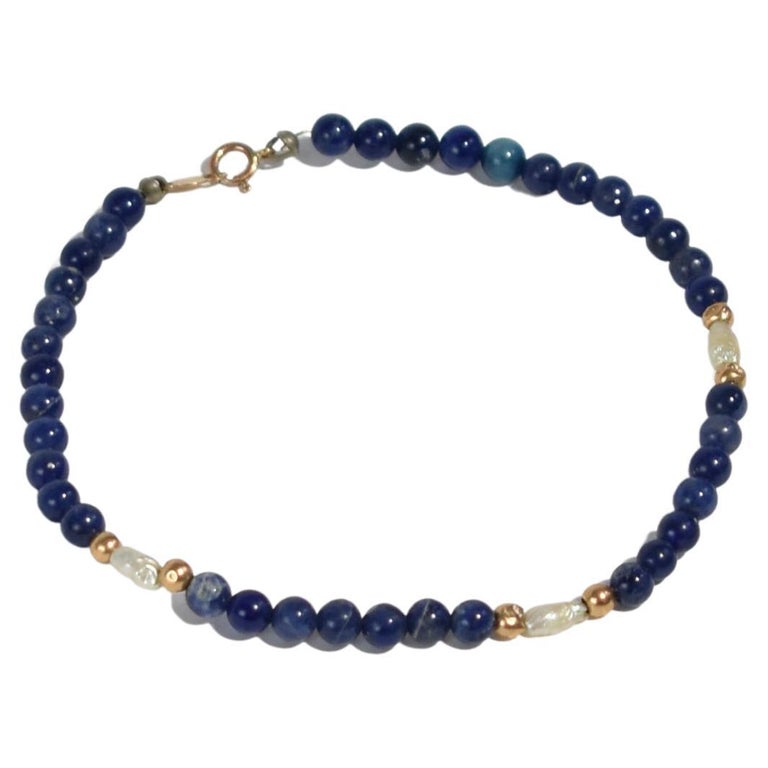 Lapis Pearl Bracelet For Sale at 1stDibs