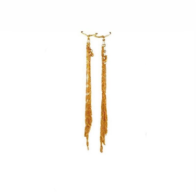 Modern Exolette Lapis Pearl Gold Vermeil Necklace w/ Long Dangle Gold Vermeil Earrings For Sale
