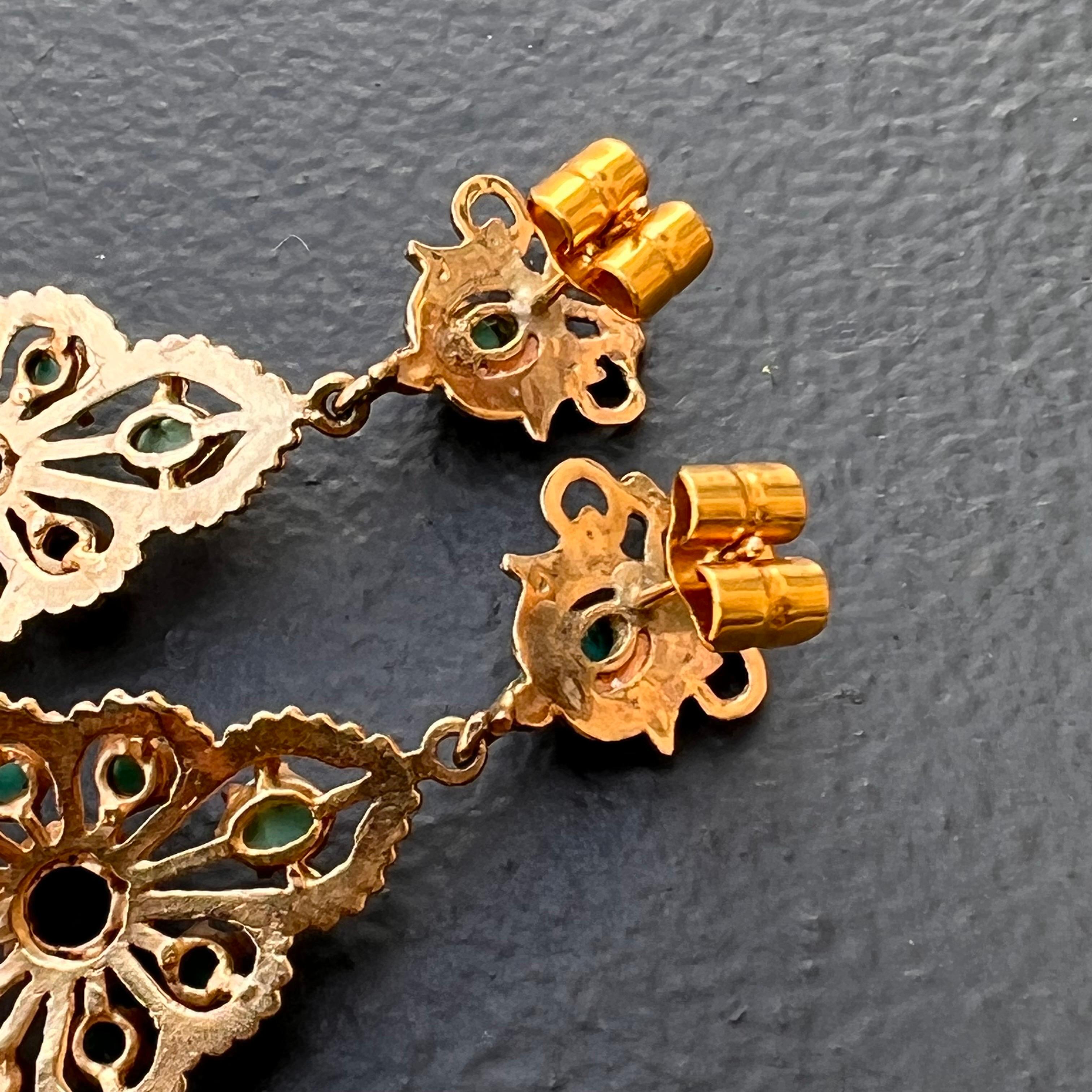 Women's Lapis Persian Turquoise 14 Karat Gold Dangle Drop Earrings For Sale