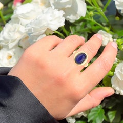 Lapis Ring 5 Carats Gold Plated Silver