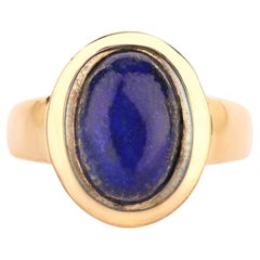 Lapis Ring 5 Carats Gold Plated Silver
