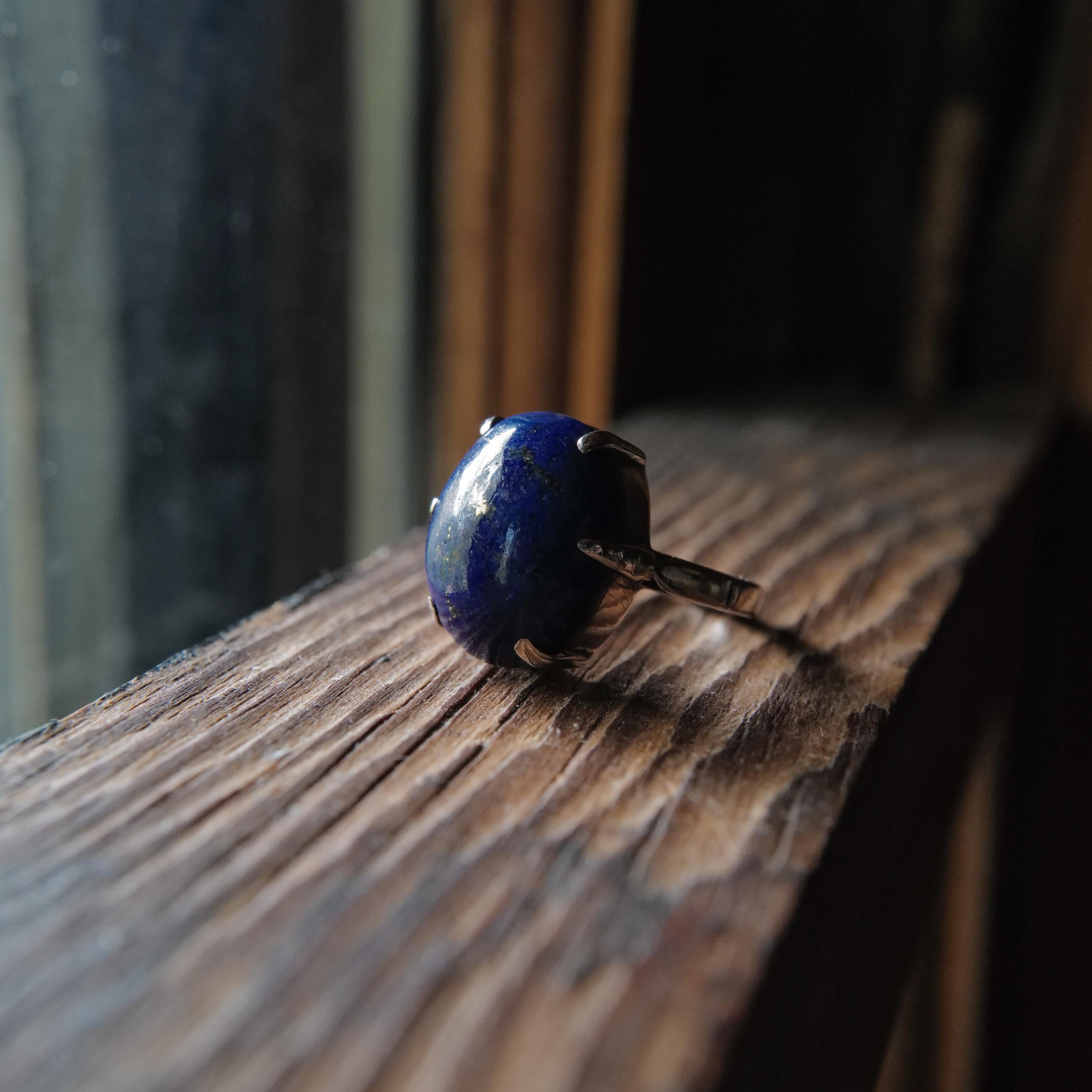 Women's or Men's Lapis Ring Arts & Crafts Era Silver