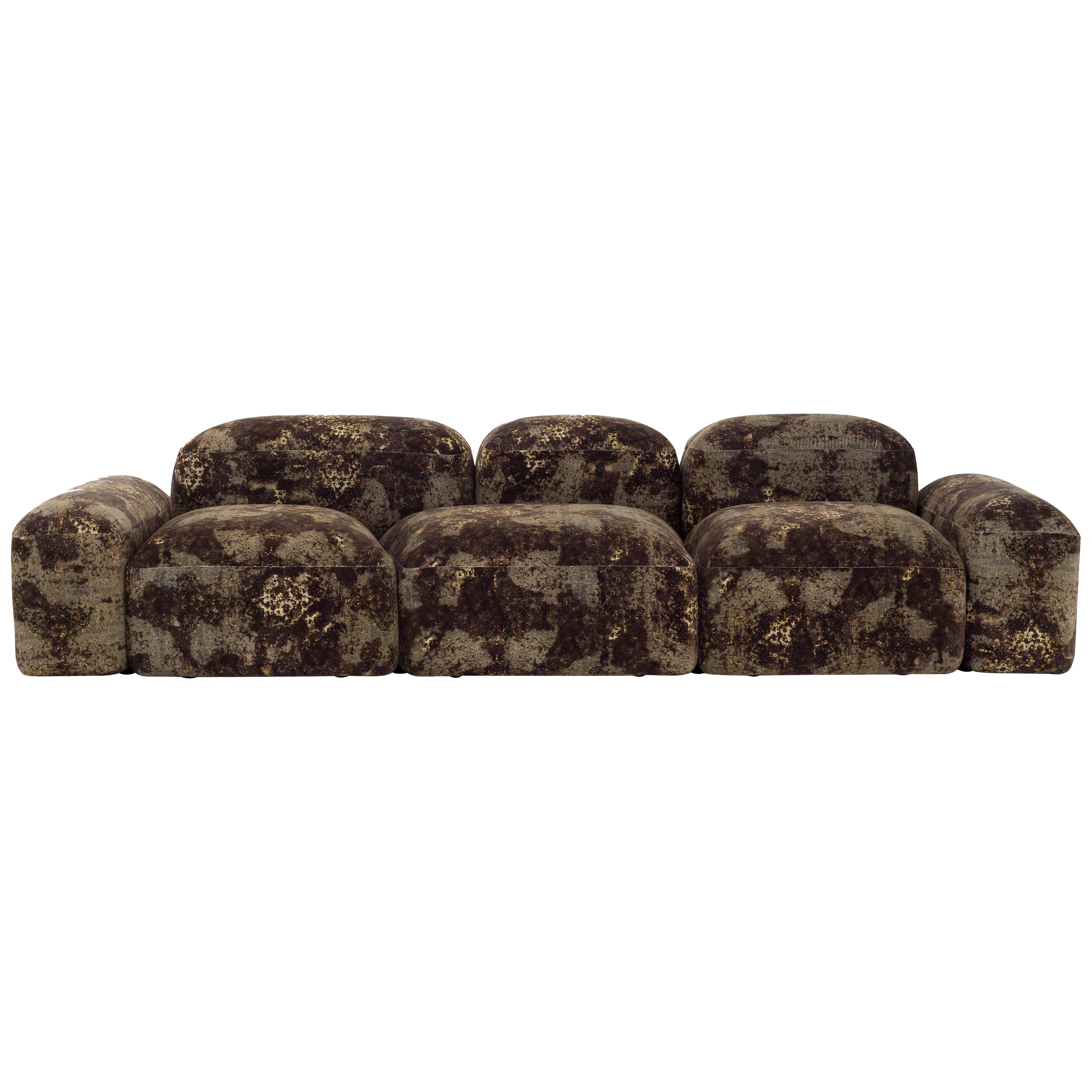 Lapis Sofa in Brown Mold Pattern by Emanuel Gargano & Anton Cristell For Sale