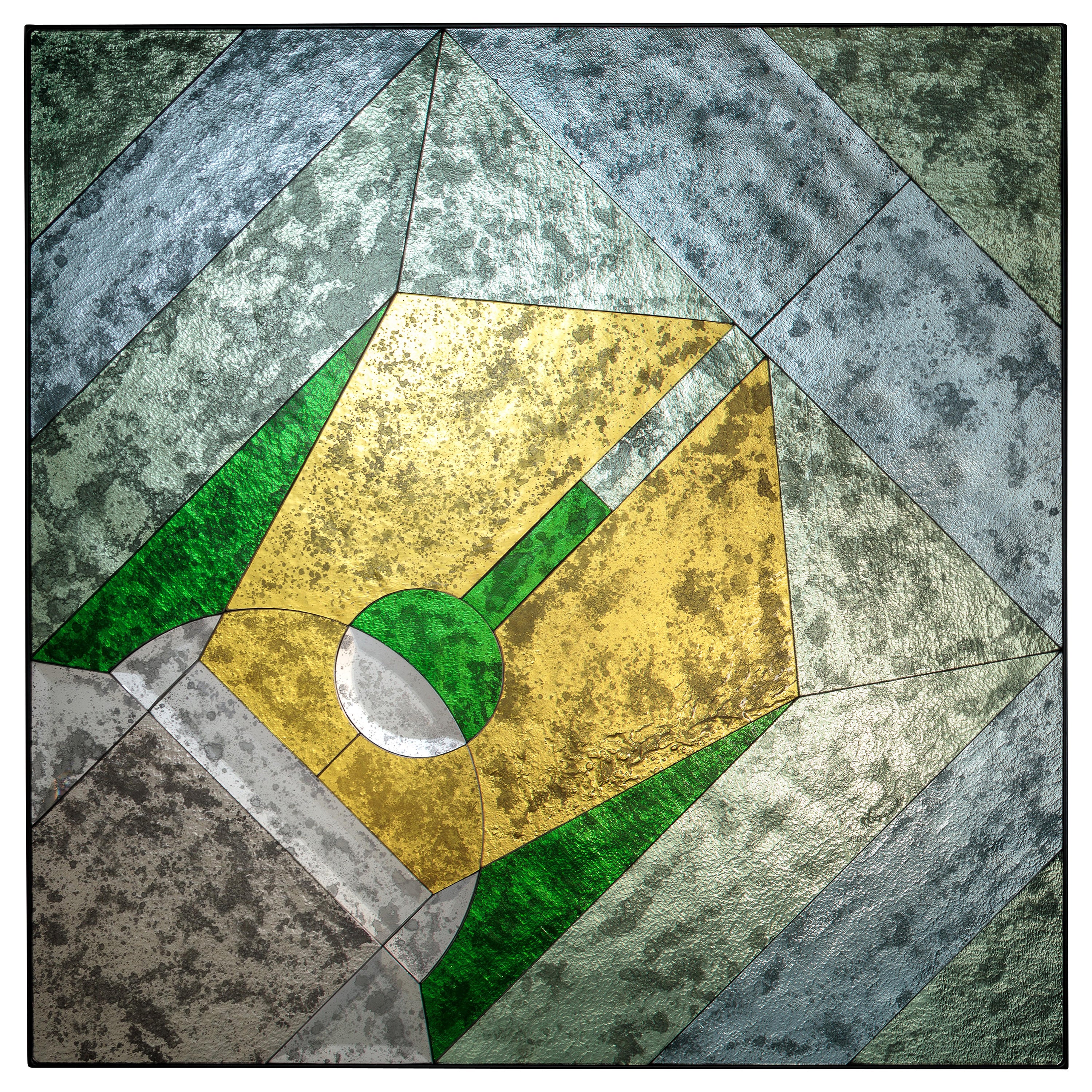 LAPIS SPECULO 05 - Hand made coloured Murano mirror wall panel by Baroncelli For Sale