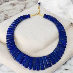 Lapis Tile and 18k Gold "Cleopatra" Collar Necklace, Reversible and Adjustable