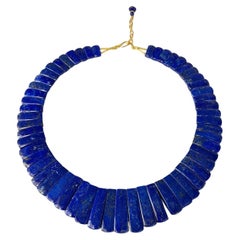 Lapis Tile and 18k Gold "Cleopatra" Collar Necklace, Reversible and Adjustable