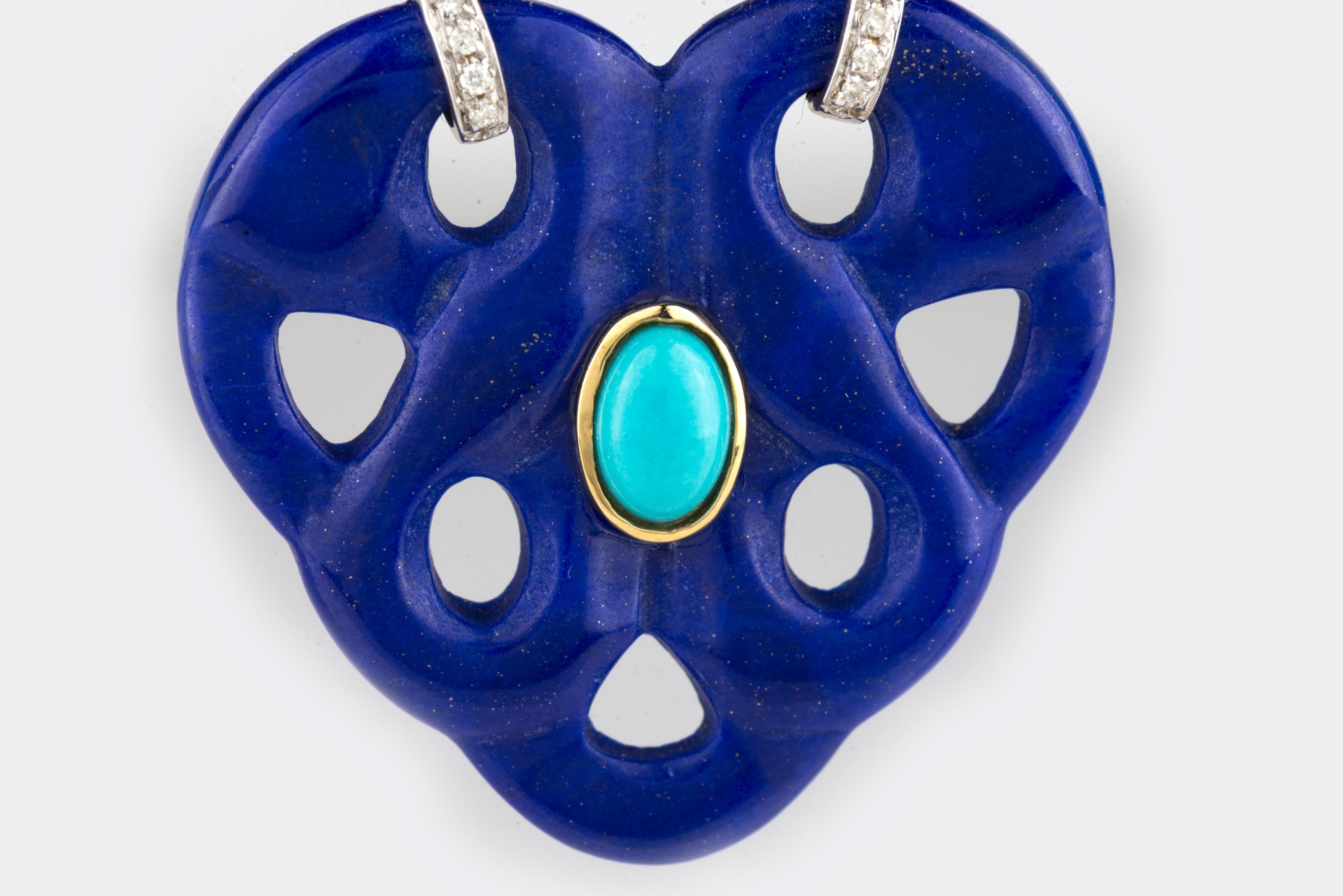 Women's Lapis, Turquoise, Aquamarine and Diamond Ear Pendants