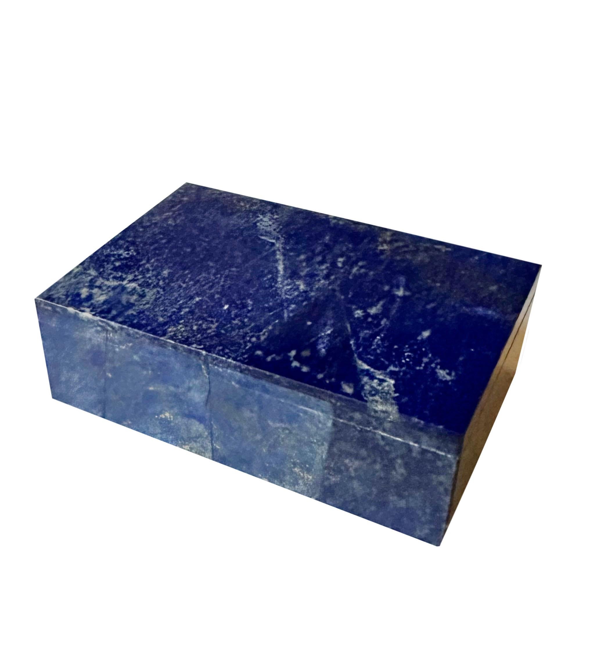 A 1970s or earlier lapis box with a white marble interior. The quality is beautiful.