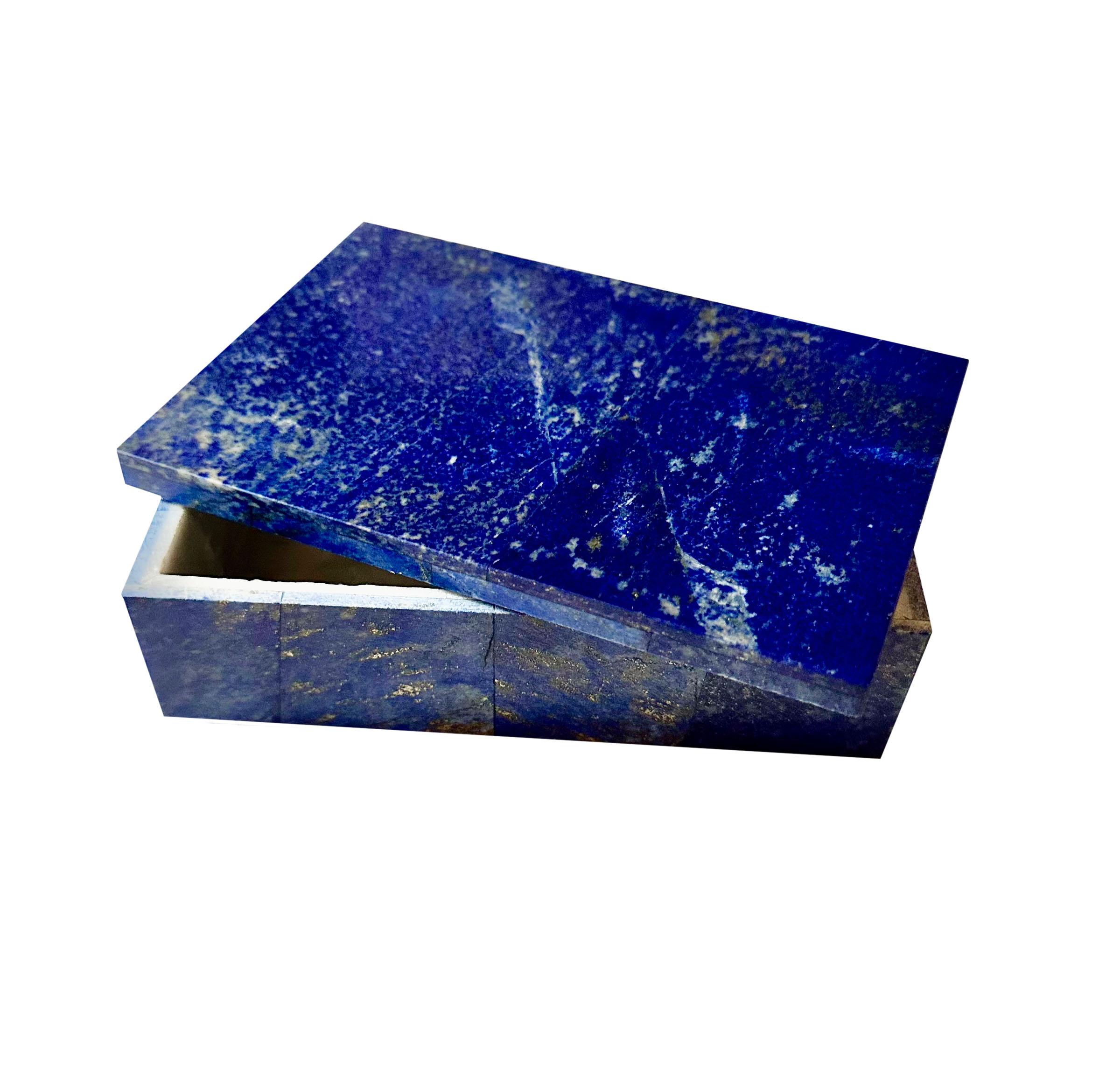 Italian Lapis with White Marble Box For Sale