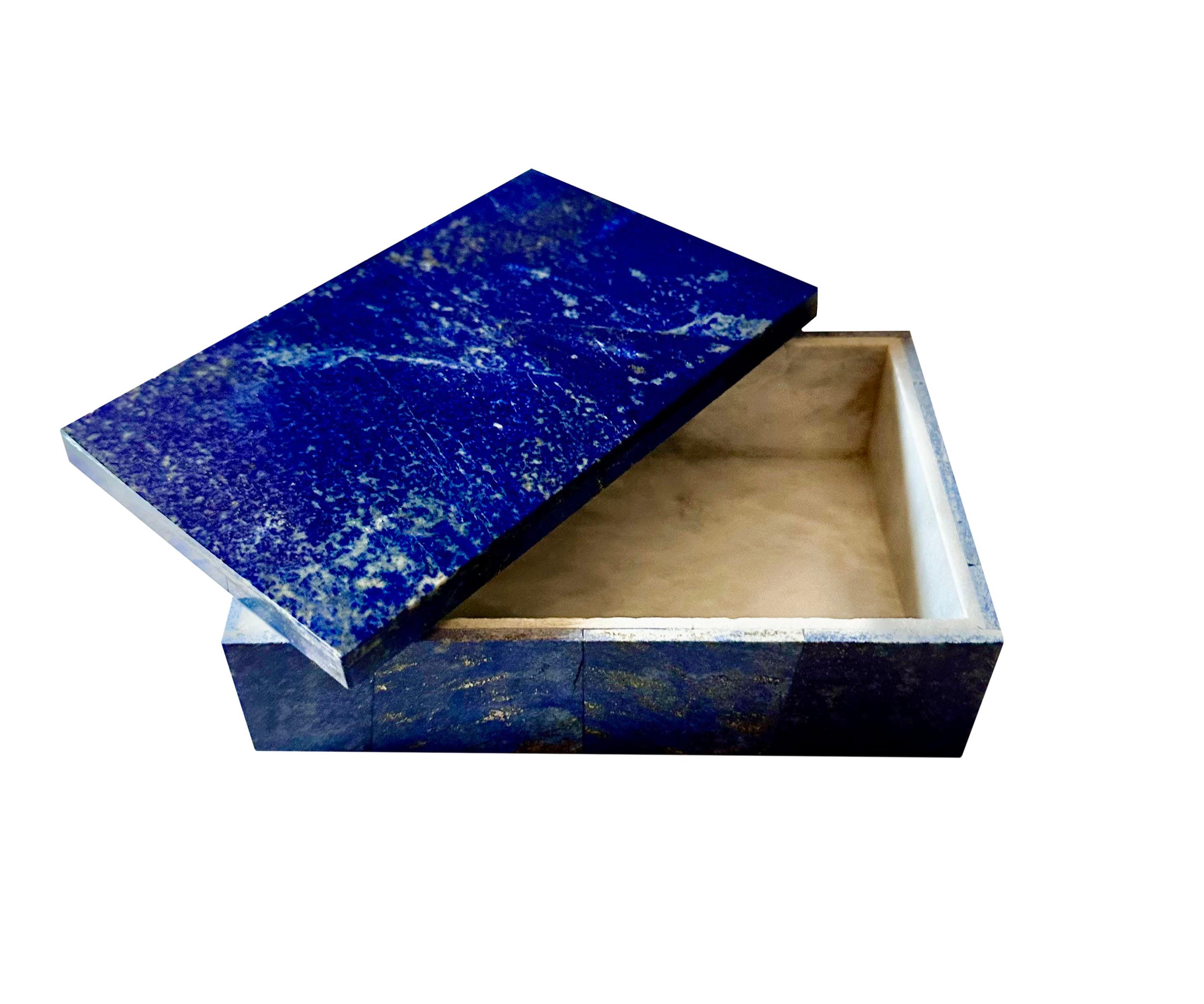 Lapis with White Marble Box In Good Condition For Sale In Tampa, FL