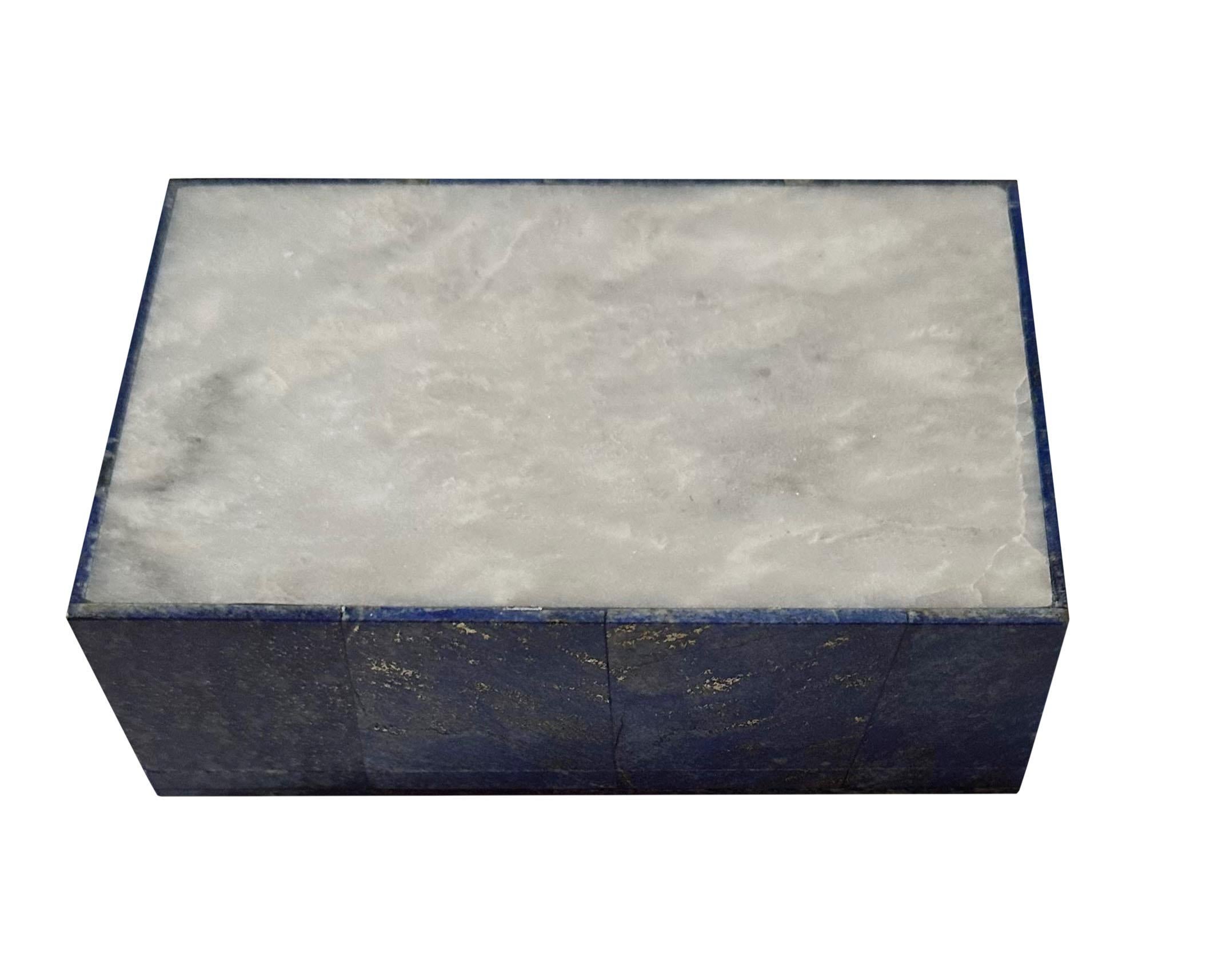 Lapis with White Marble Box For Sale 3