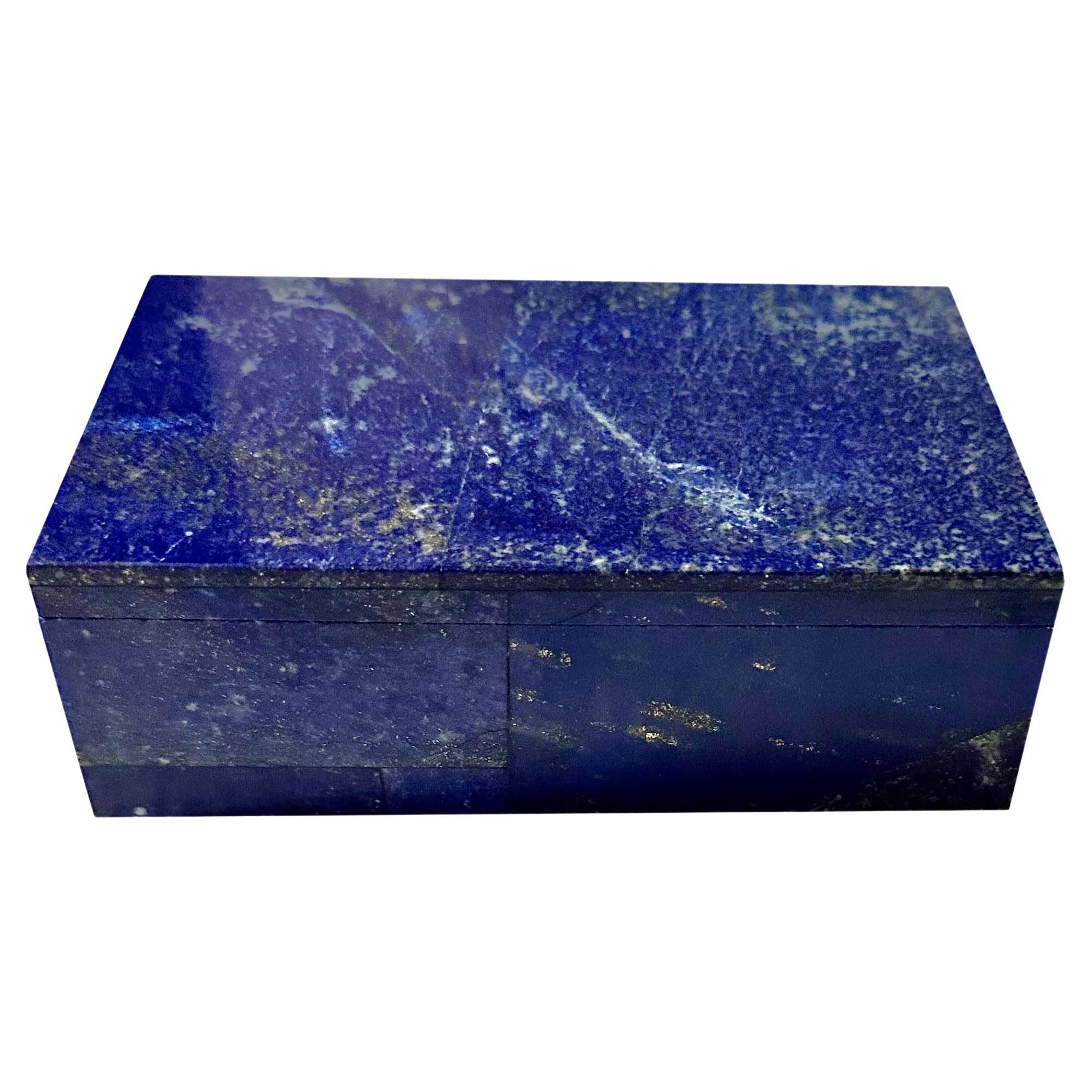 Lapis with White Marble Box For Sale