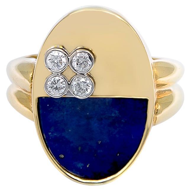 Lapiz Lazuli and Diamond Ring, 18K For Sale