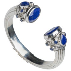 Lapiz Lazuli und Sterling Silber Manschettenknopf-Armband