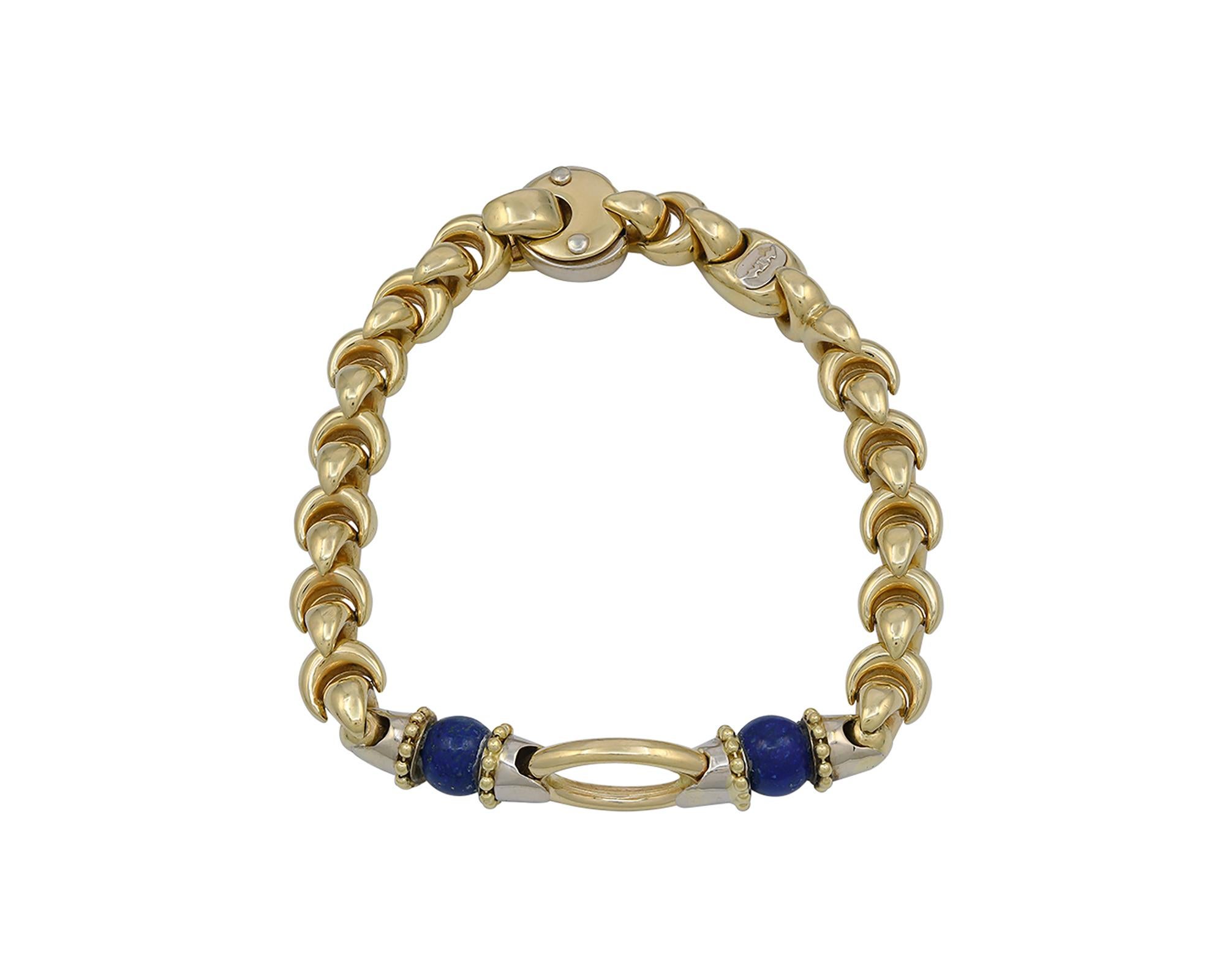 Indulge in the timeless allure of our Lapis Lazuli Necklace, Earrings, and Bracelet Set - a captivating trio that merges the artistry of 18k yellow gold with the rich legacy of lapis lazuli. This gemstone, cherished for centuries, holds a profound