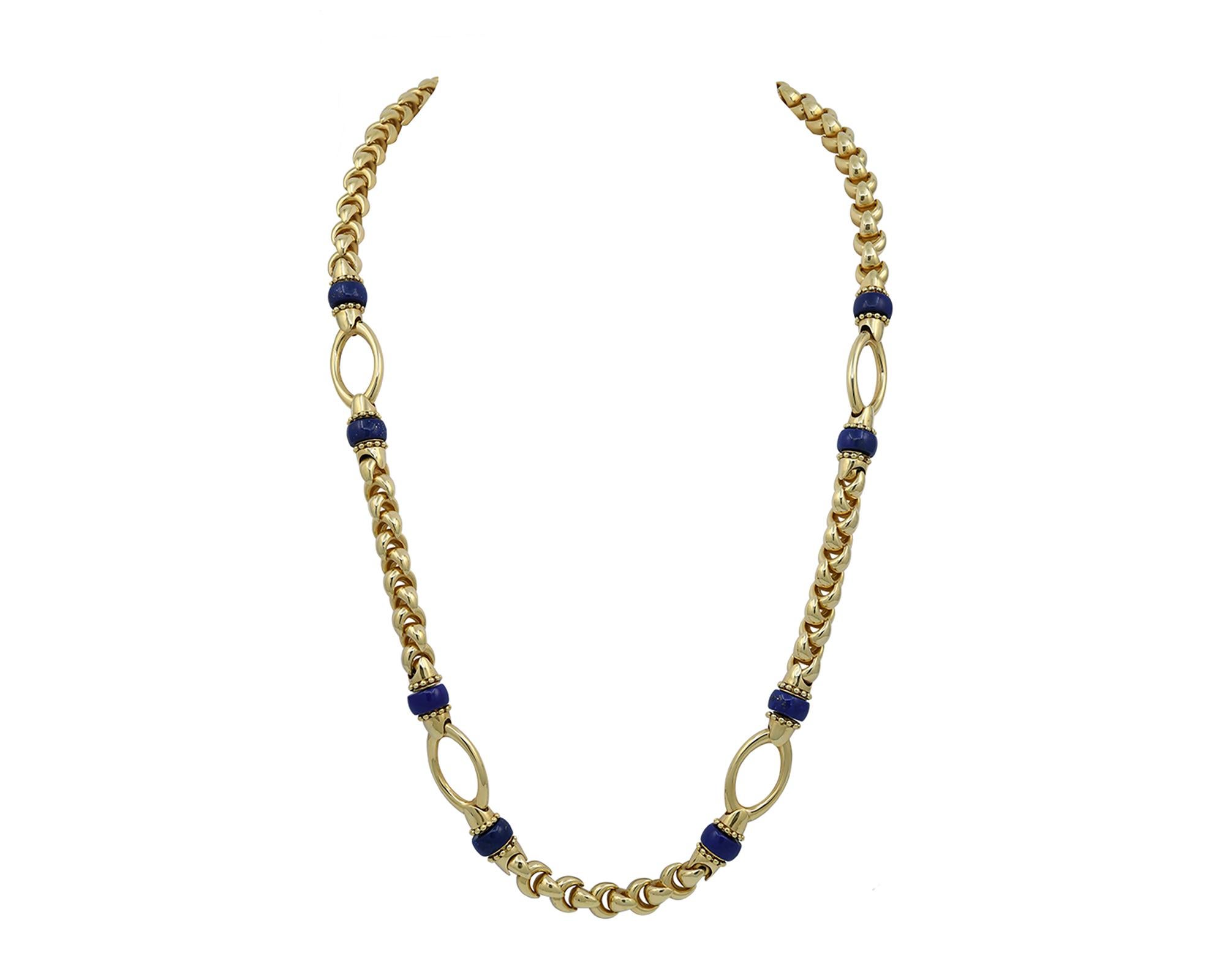 Mixed Cut Lapis Lazuli Necklace Earrings Bracelet Jewelry Set in 18k Yellow Gold For Sale