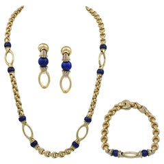 Spectra Fine Jewelry, , Lapiz Lazuli Necklace Earrings Bracelet Set in 18k Gold