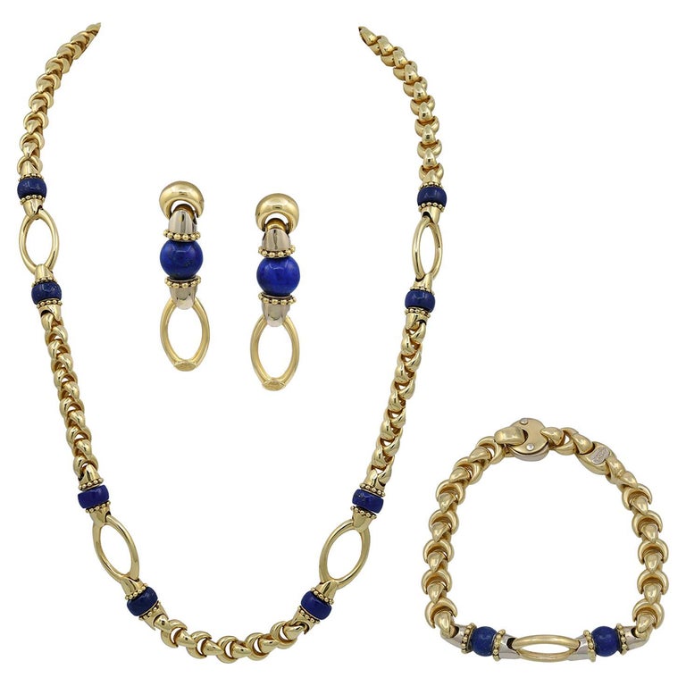 Spectra Fine Jewelry,, Lapiz Lazuli Halskette Ohrringe Armband Set in 18k  Gold im Angebot bei 1stDibs