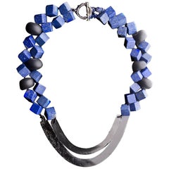 Lapiz-Lazuli, Onyx und Obsidian-Halskette