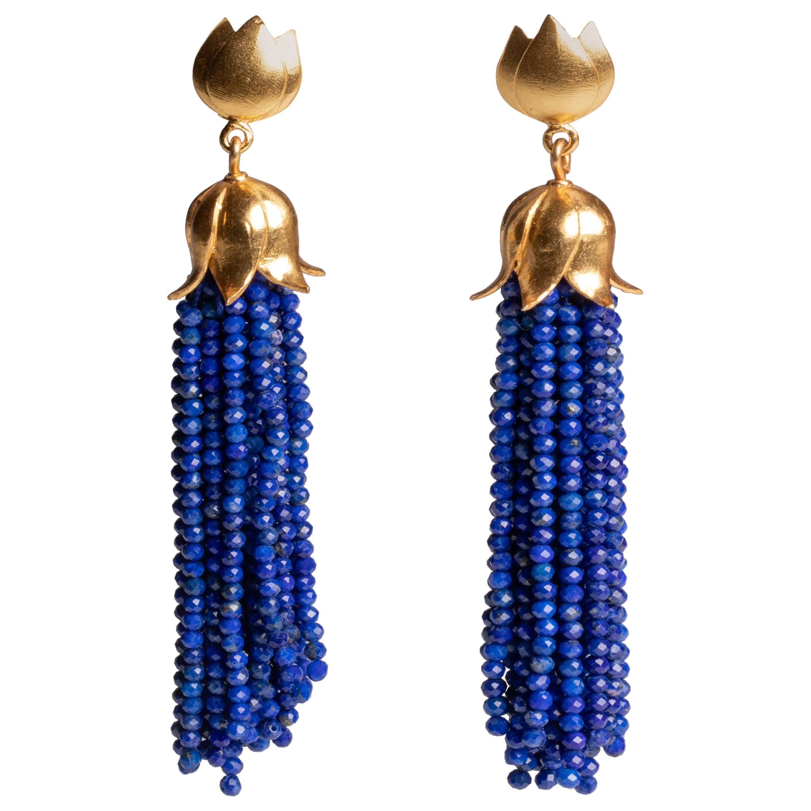 Lapiz Lazuli Tassel Dangle Earrings