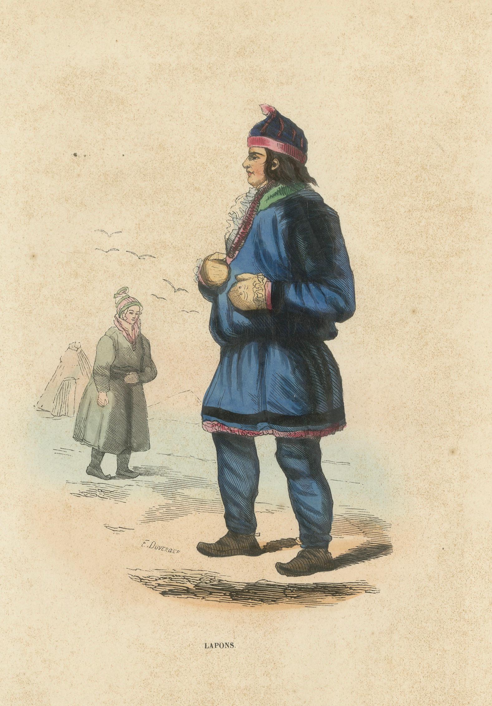 Laplander in Traditional Dress, Hand-Coloured Lithograph, c.1845