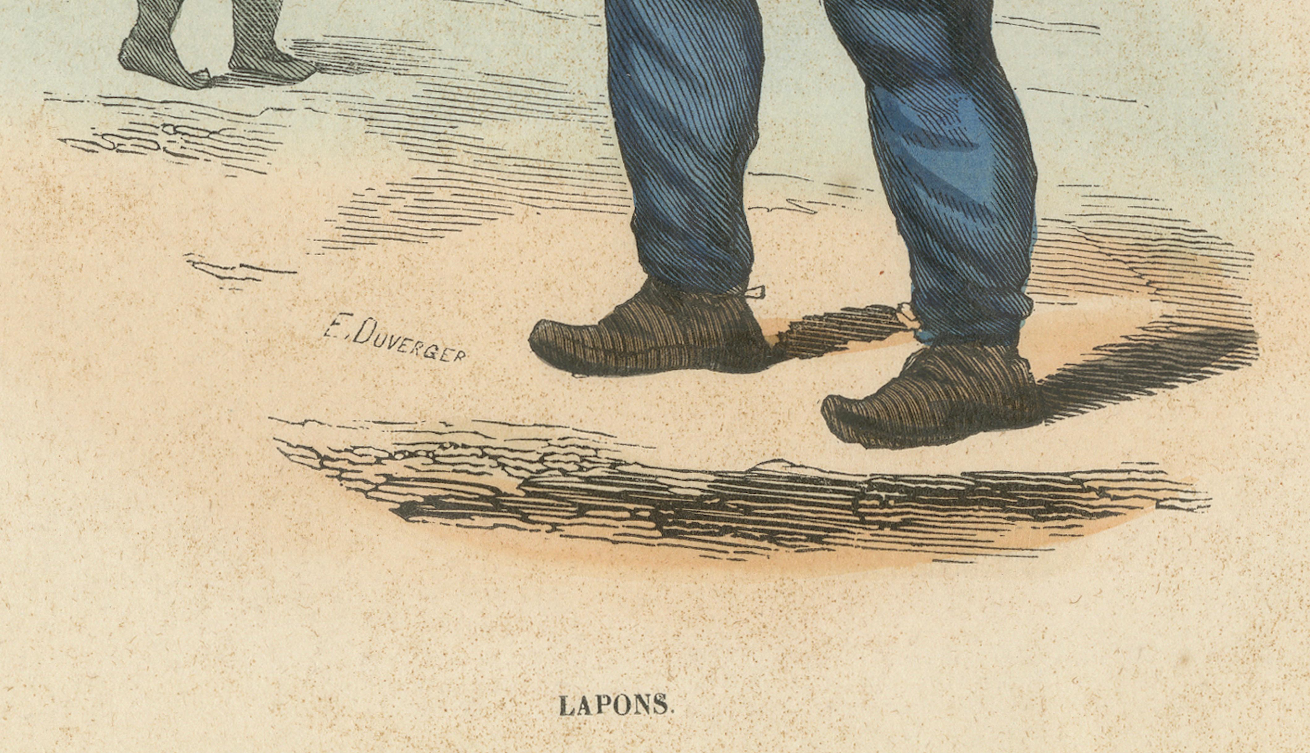 Laplander in Traditional Dress, Hand-Coloured Lithograph, c.1845