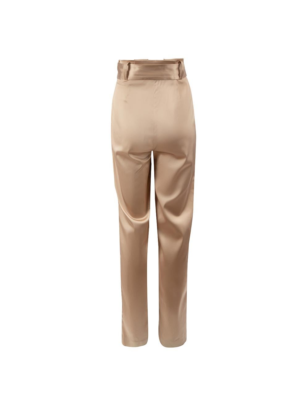 Lapointe Beige Pleat Detail Belted Trousers Size XS In Excellent Condition For Sale In London, GB