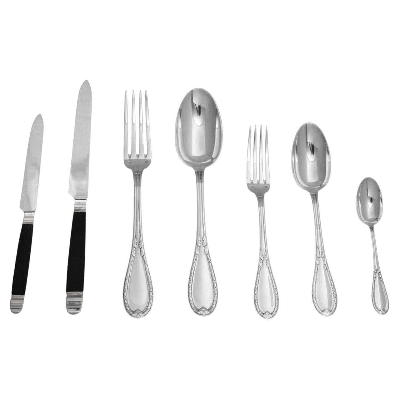 Lapparra - 111pc.,  Antique French Sterling Silver Flatware Set - Service for 18