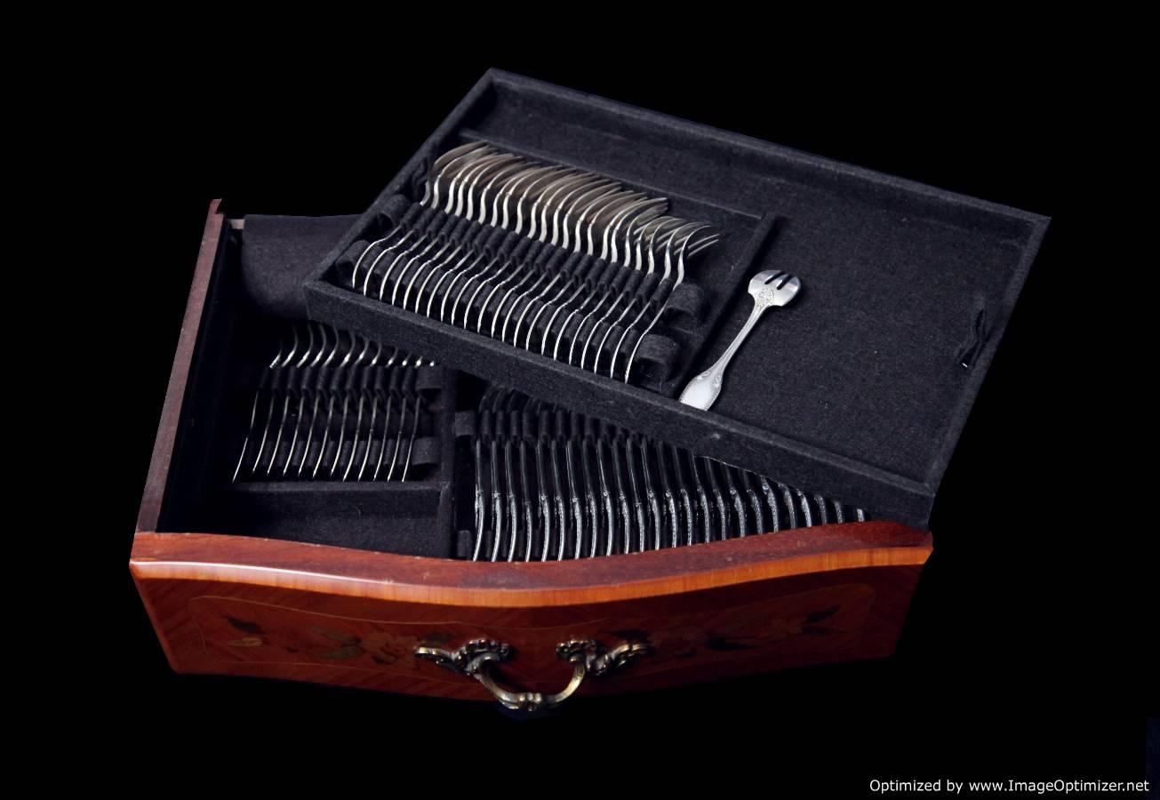 Lapparra - 327pc. Napoleon III, 950 Sterling Silver Flatware Set + Cabinet 15