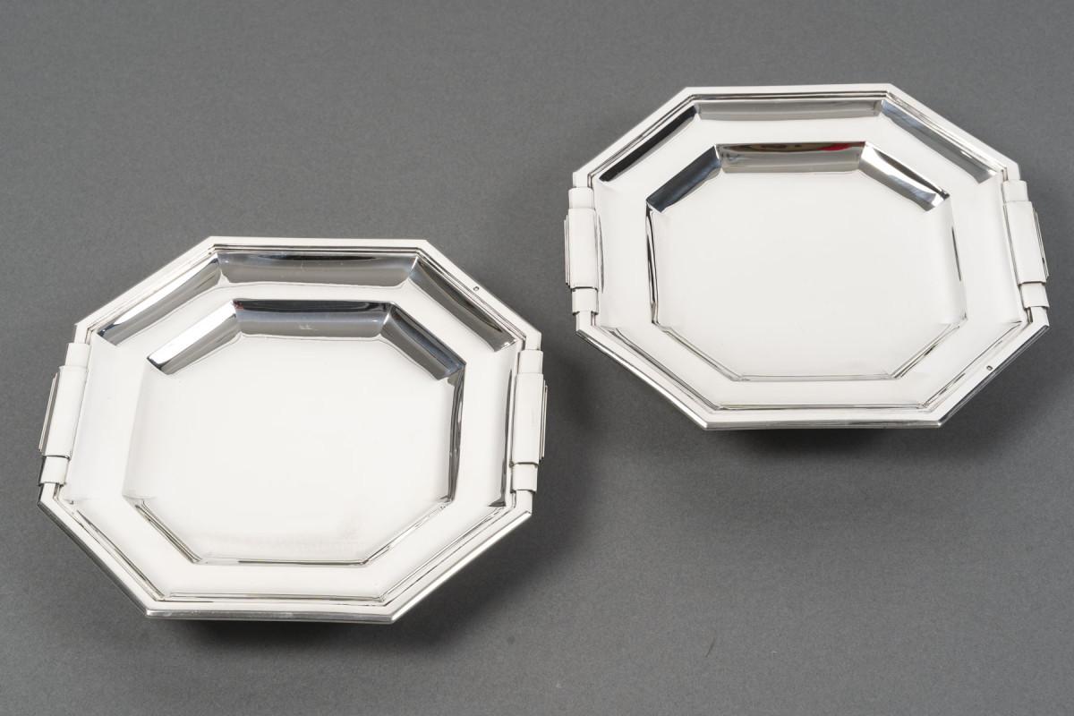 LAPPARRA - Paire de bols à pied en argent massif ART DECO du 20e siècle en vente 4