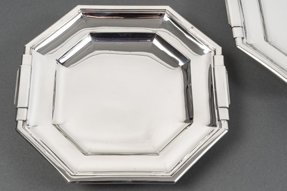 LAPPARRA - Paire de bols à pied en argent massif ART DECO du 20e siècle en vente 5