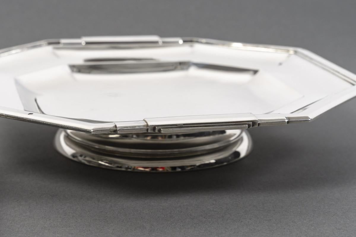 LAPPARRA - Paire de bols à pied en argent massif ART DECO du 20e siècle Excellent état - En vente à SAINT-OUEN-SUR-SEINE, FR