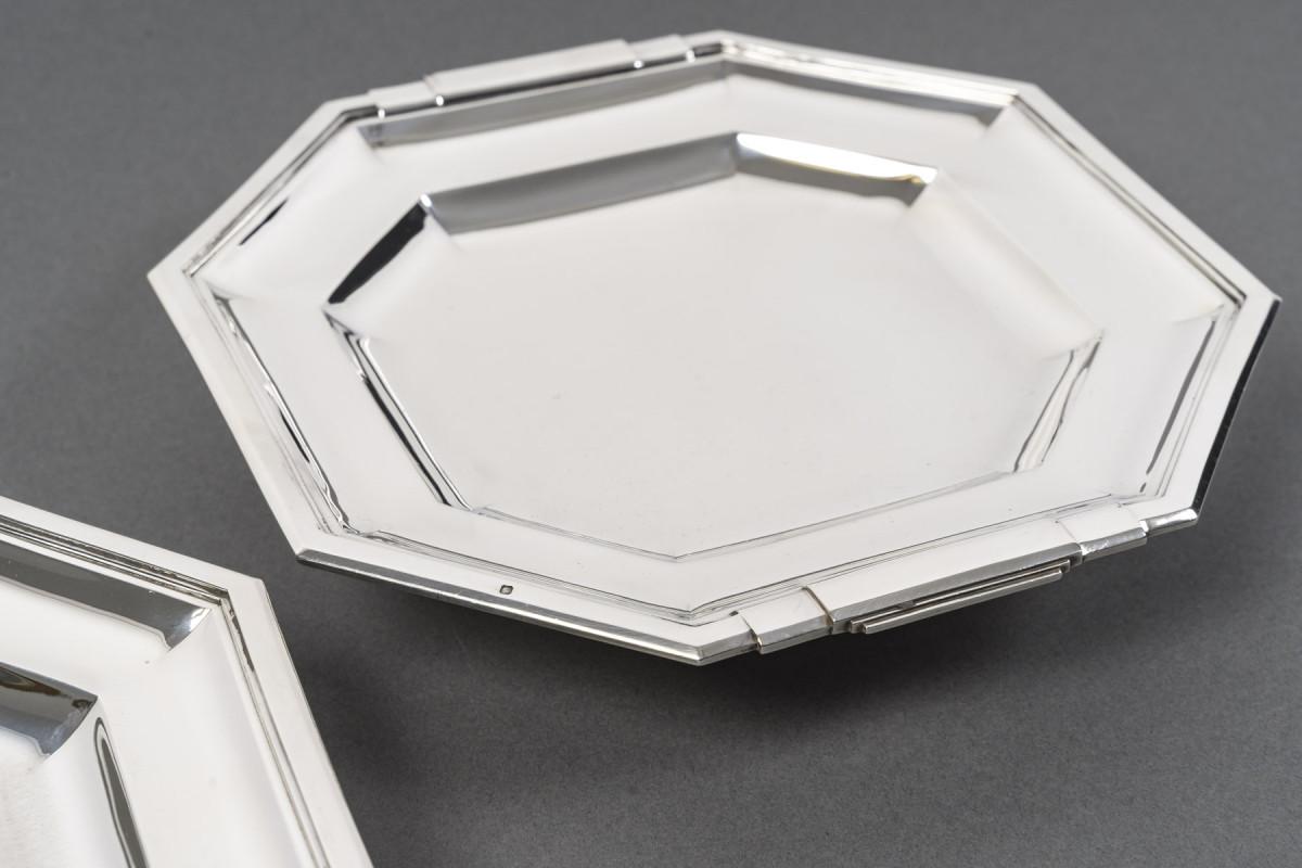 Milieu du XXe siècle LAPPARRA - Paire de bols à pied en argent massif ART DECO du 20e siècle en vente