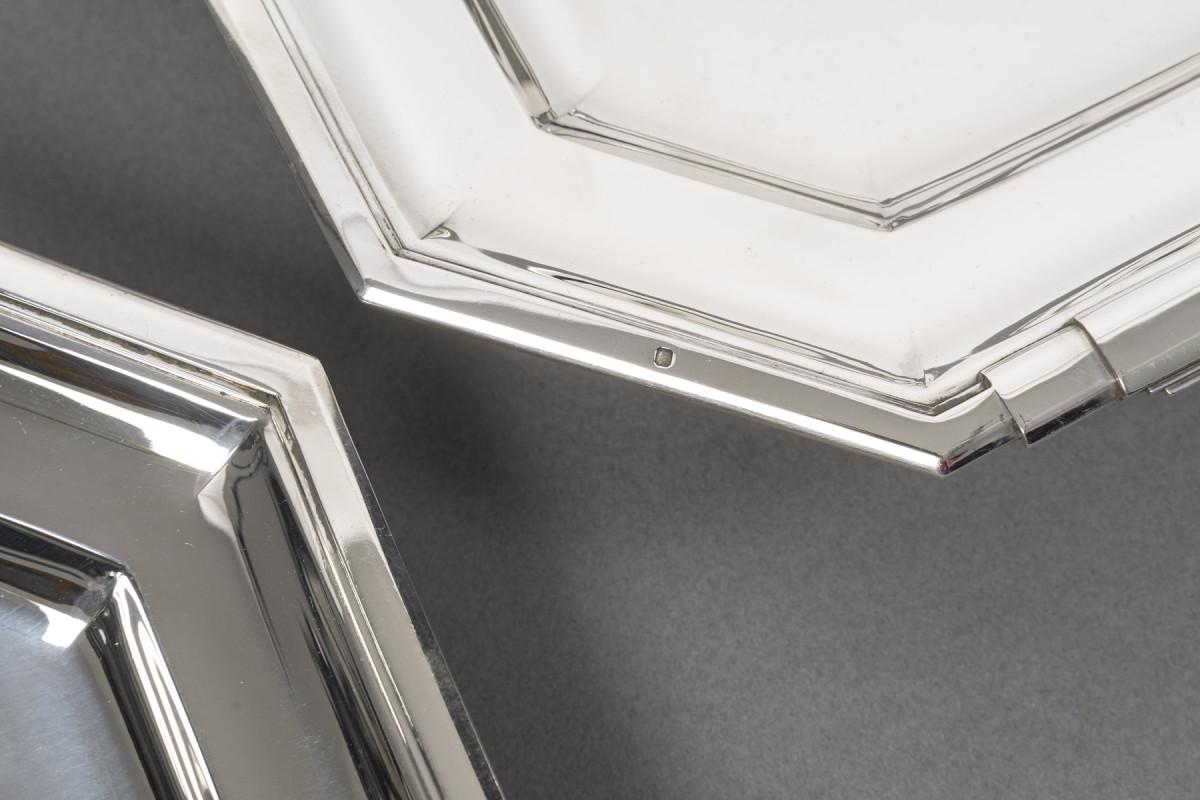 Argent LAPPARRA - Paire de bols à pied en argent massif ART DECO du 20e siècle en vente