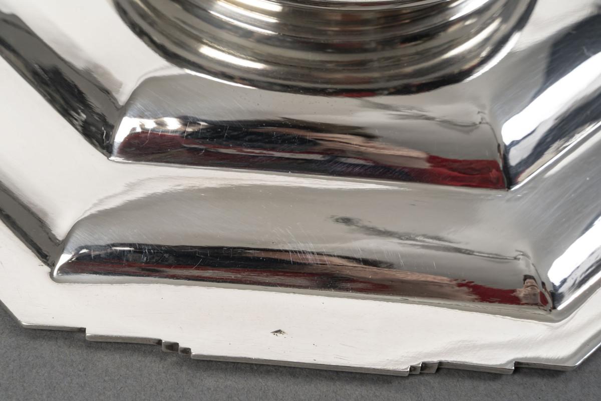 LAPPARRA - Paire de bols à pied en argent massif ART DECO du 20e siècle en vente 2