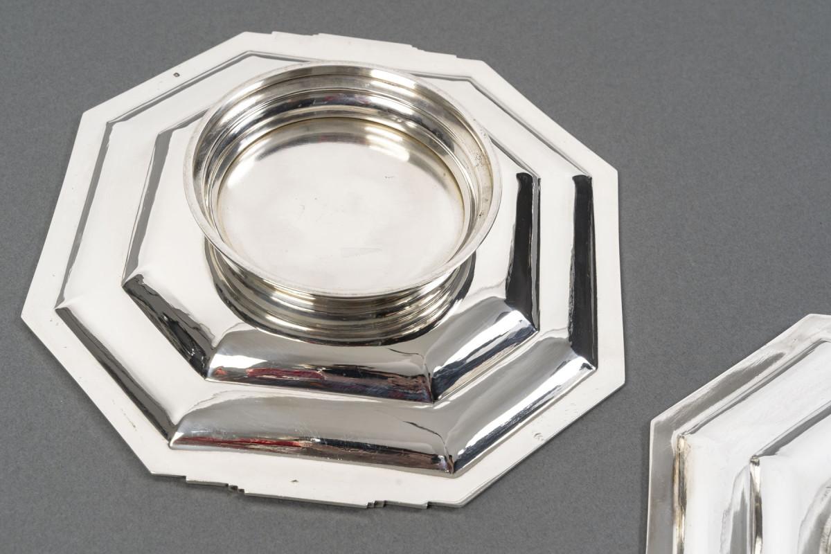 LAPPARRA - Paire de bols à pied en argent massif ART DECO du 20e siècle en vente 3