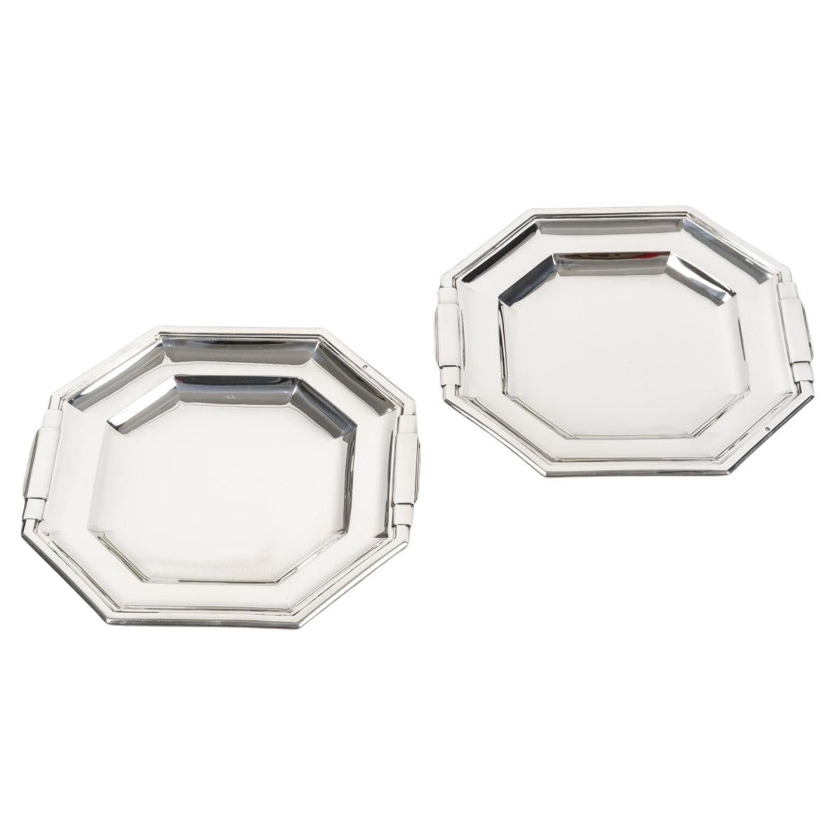 LAPPARRA - Pareja de cuencos con pie de plata maciza ART DECO del siglo XX