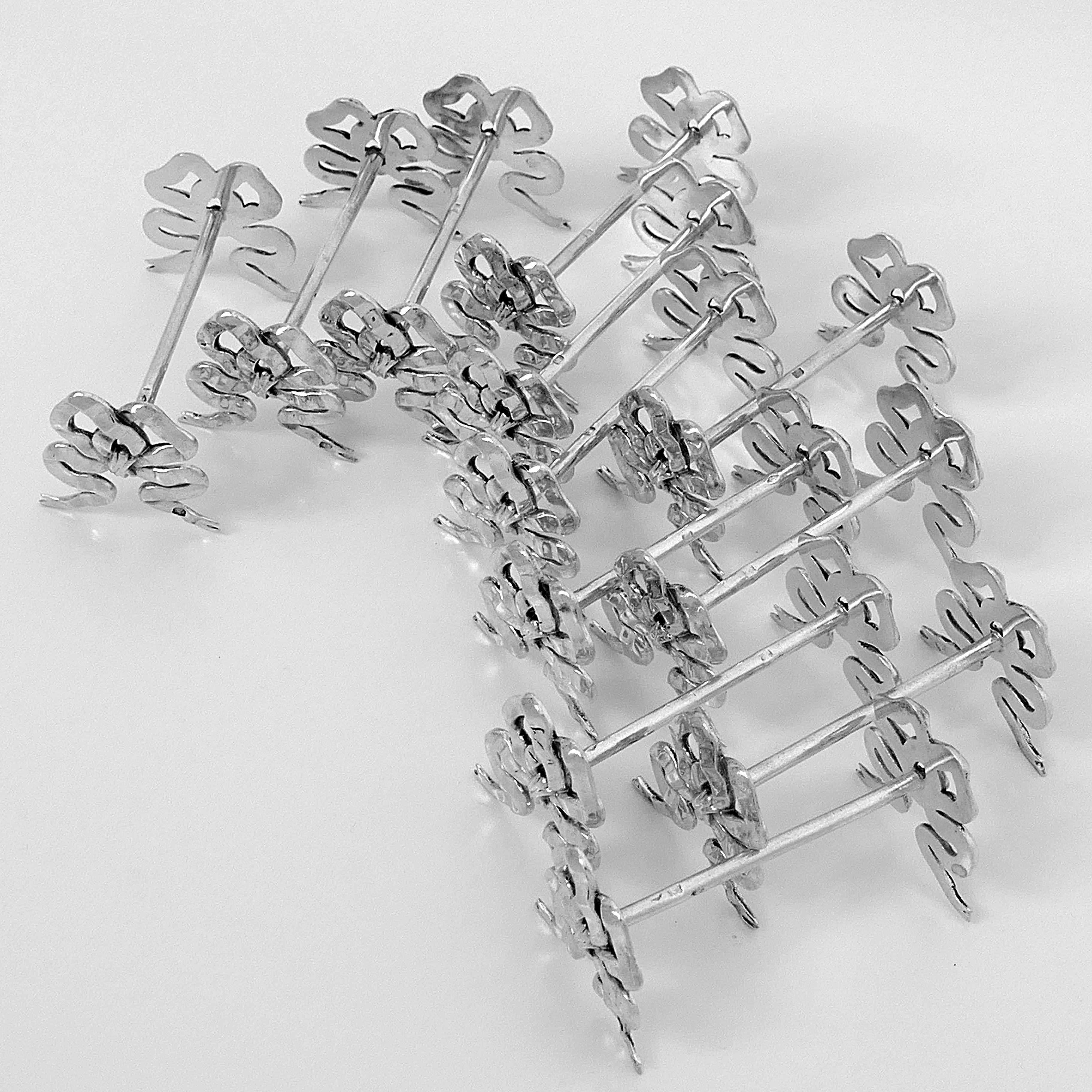 Lapparra Rare French All Sterling Silver Knife Rests Set of 12-Piece, Ribbon For Sale 3