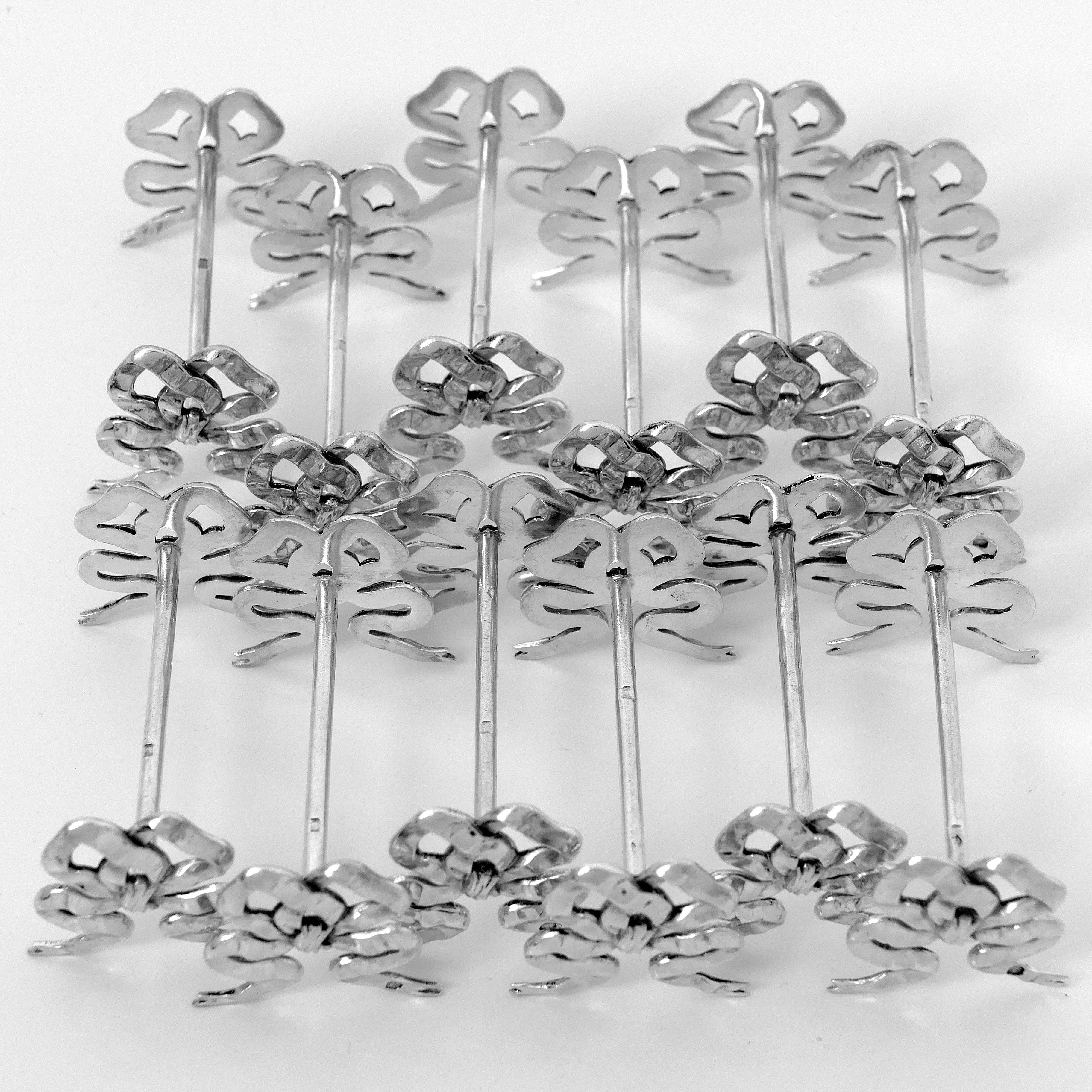 Lapparra Rare French All Sterling Silver Knife Rests Set of 12-Piece, Ribbon For Sale 4