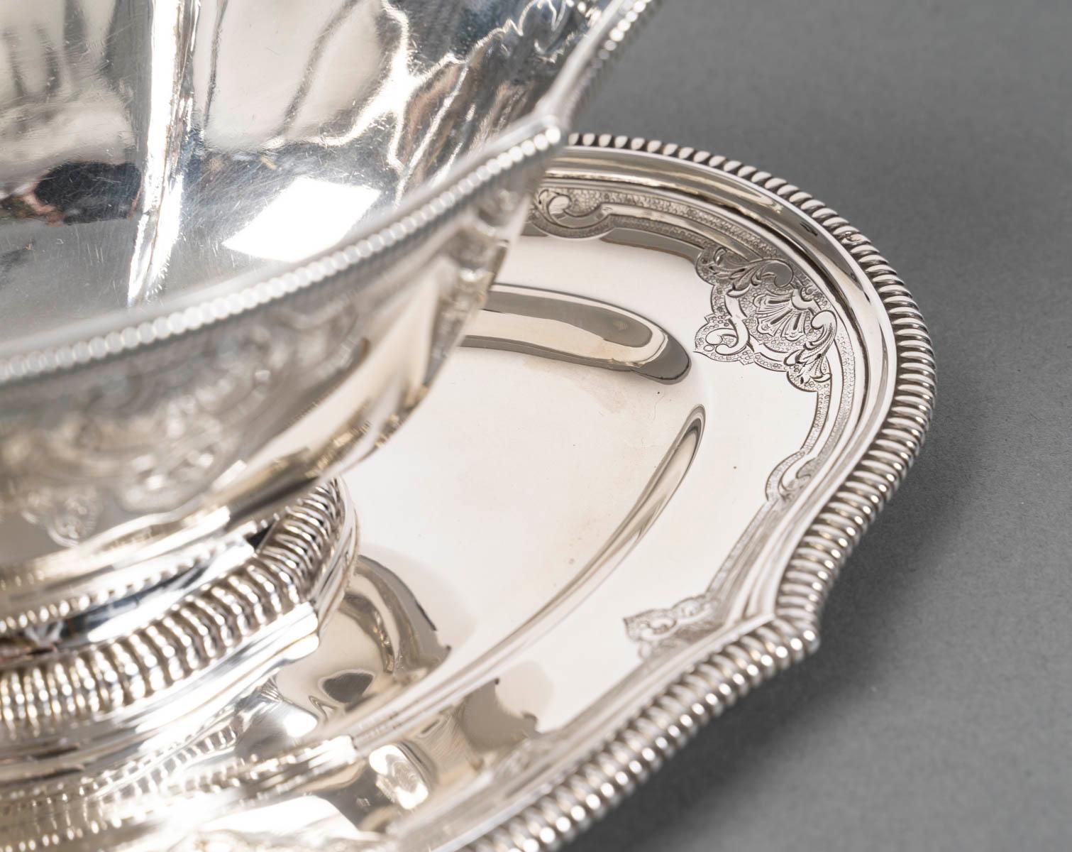 Lapparra - Vegetable Dish And Sauce Boat In Solid Silver Circa 19th Century For Sale 9