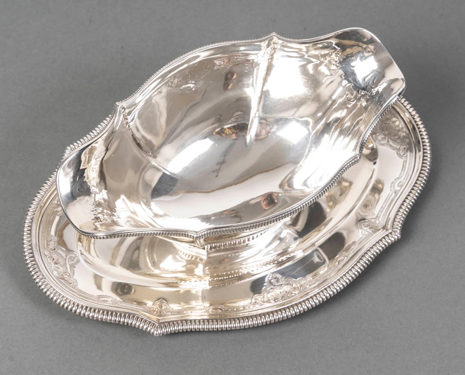 Lapparra - Vegetable Dish And Sauce Boat In Solid Silver Circa 19th Century For Sale 11