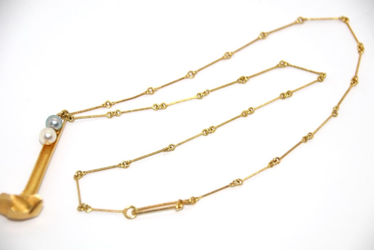Collana Björn Weckström for Lapponia in oro 14 carati con perle Design Björn Weckström 1978 in vendita 3