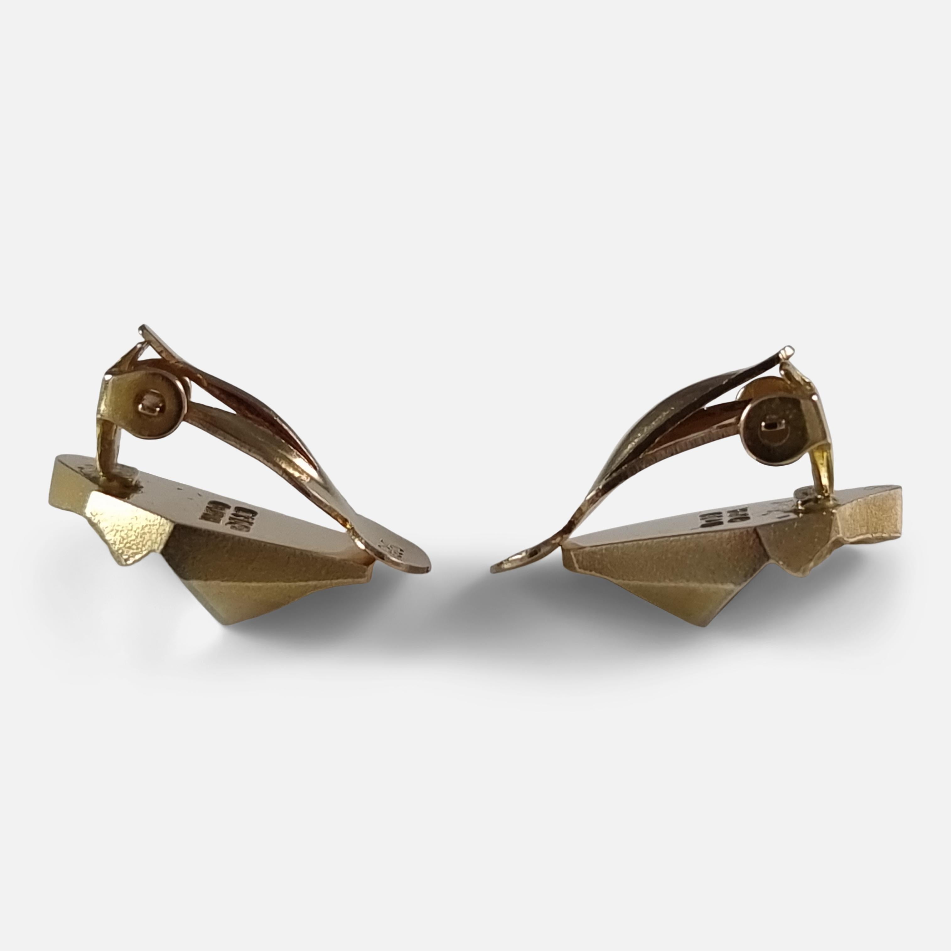 Modern Lapponia 14ct Gold Clip-on Earrings, 1989