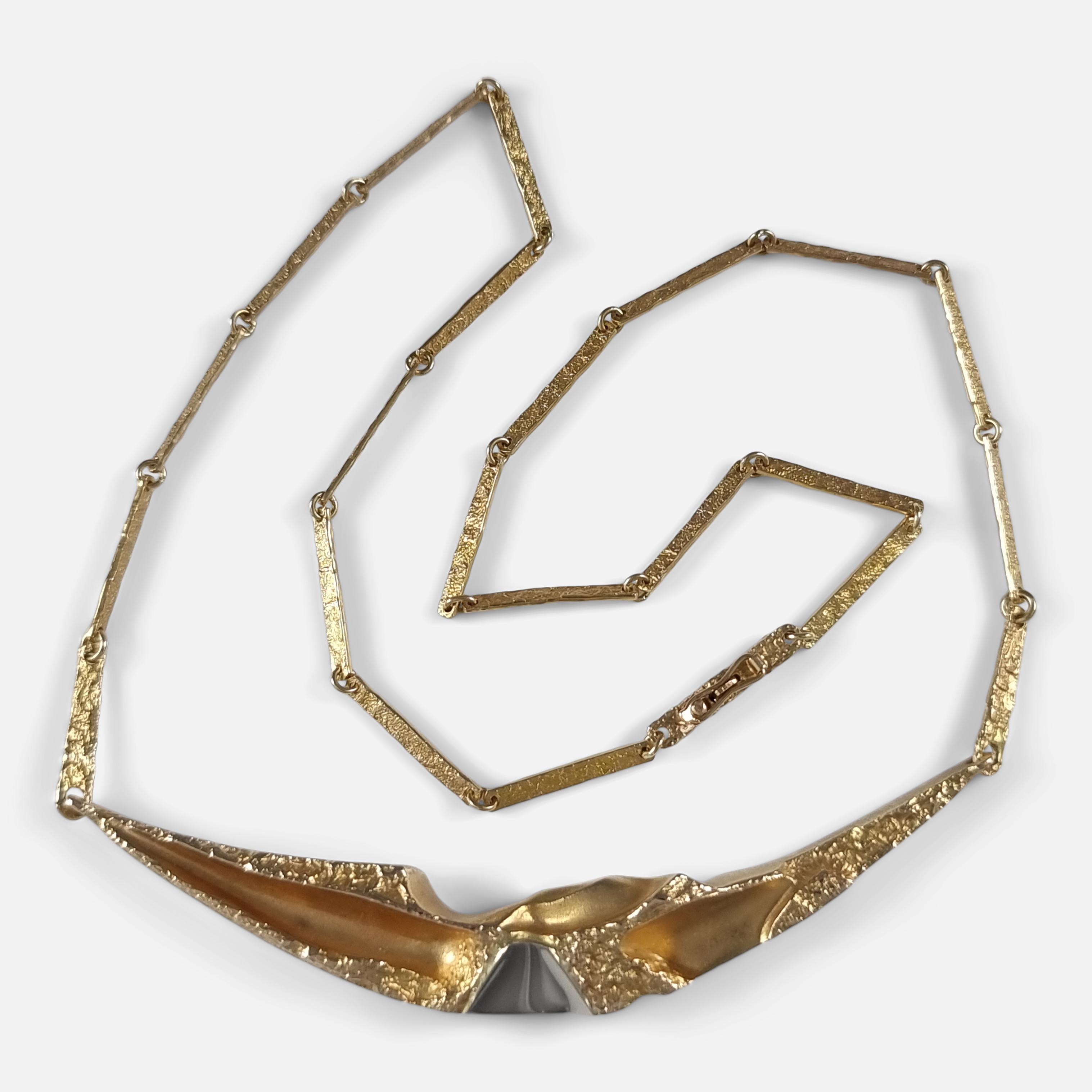 Modern Lapponia 14ct Gold Necklace, Björn Weckström, 1988 For Sale