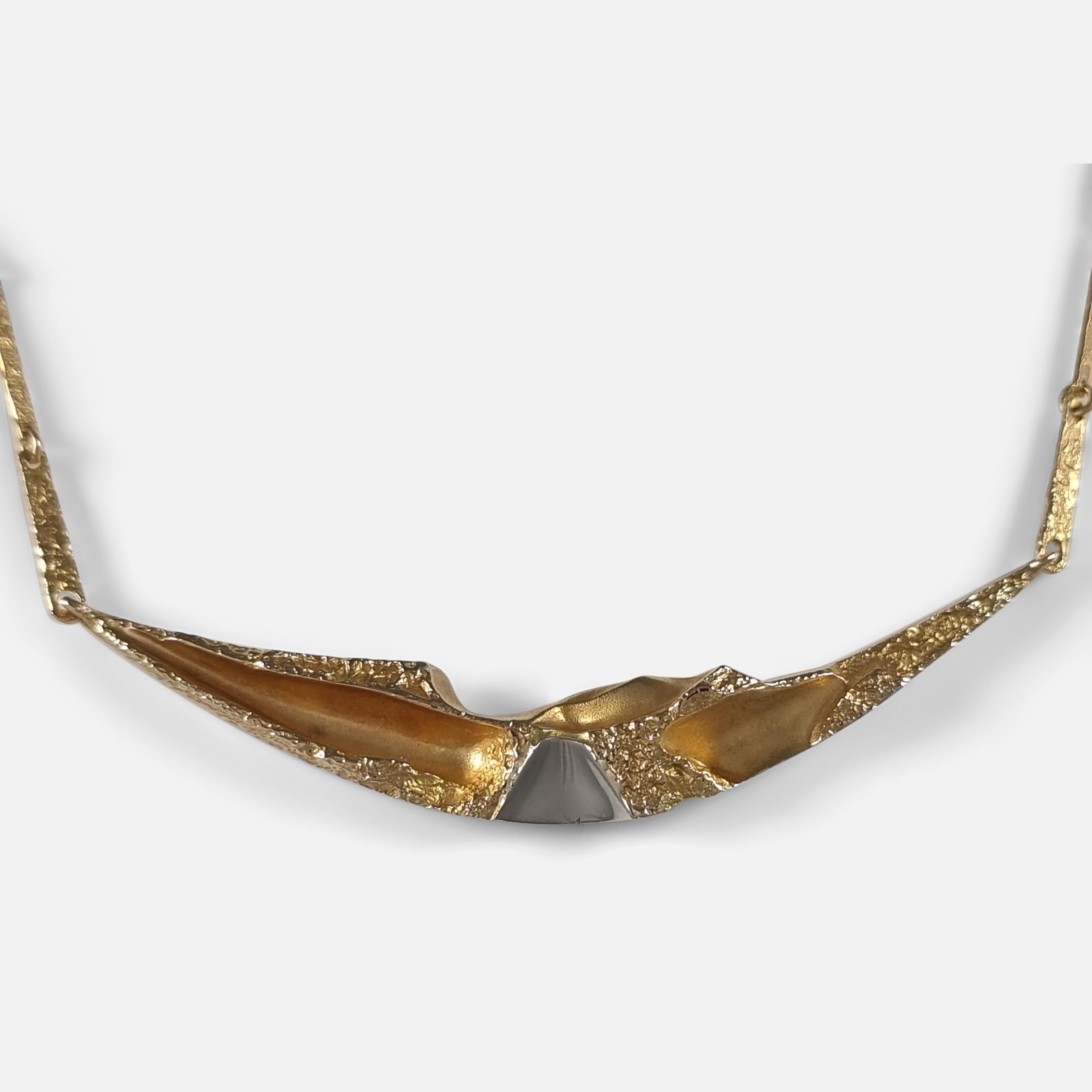 Lapponia 14ct Gold Necklace, Björn Weckström, 1988 In Good Condition For Sale In Glasgow, GB
