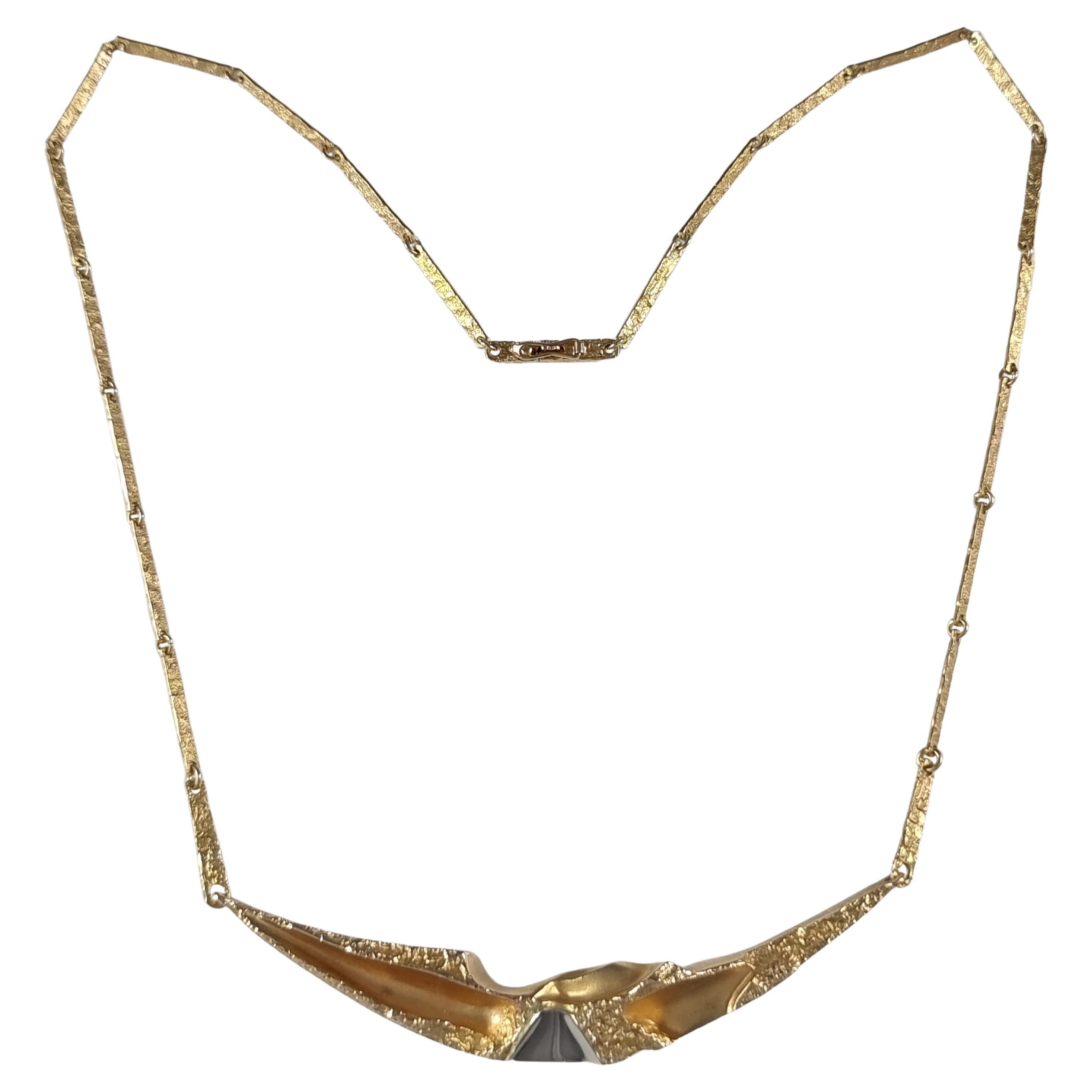 Lapponia 14ct Gold Necklace, Björn Weckström, 1988 For Sale