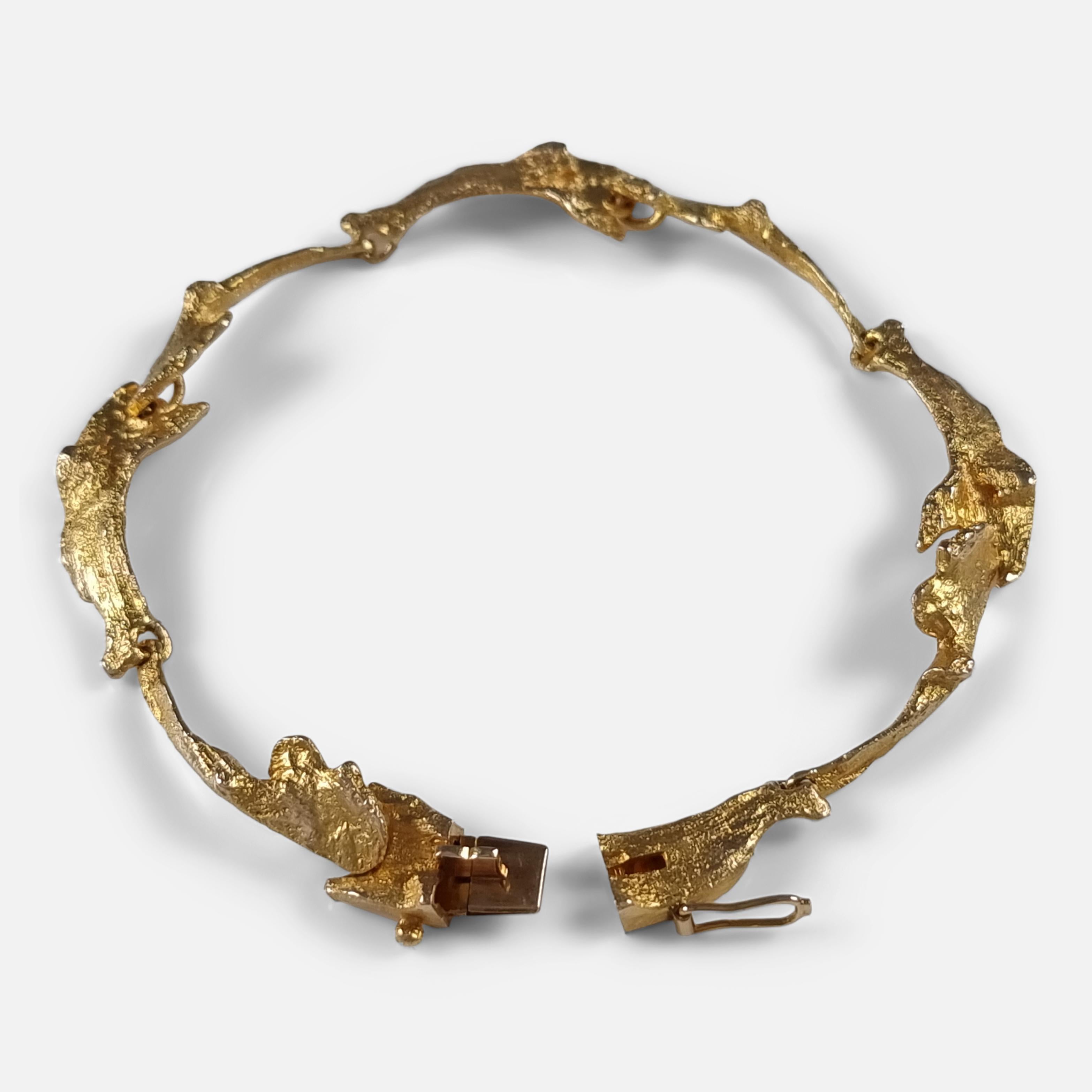 Modernist Lapponia 14ct Gold 'Orchid Psychedelic' Bracelet by Björn Weckström