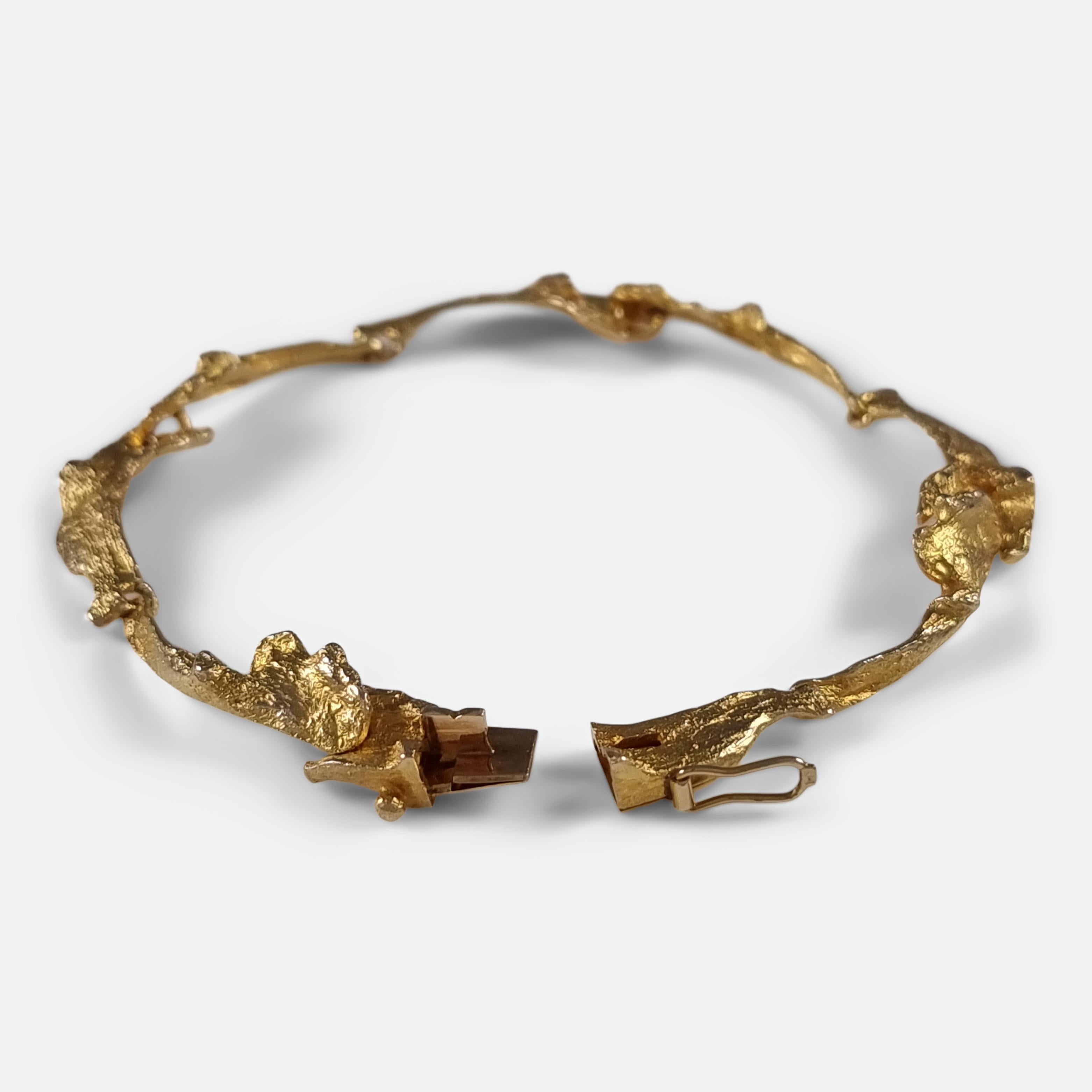 Lapponia 14ct Gold 'Orchid Psychedelic' Bracelet by Björn Weckström In Good Condition In Glasgow, GB