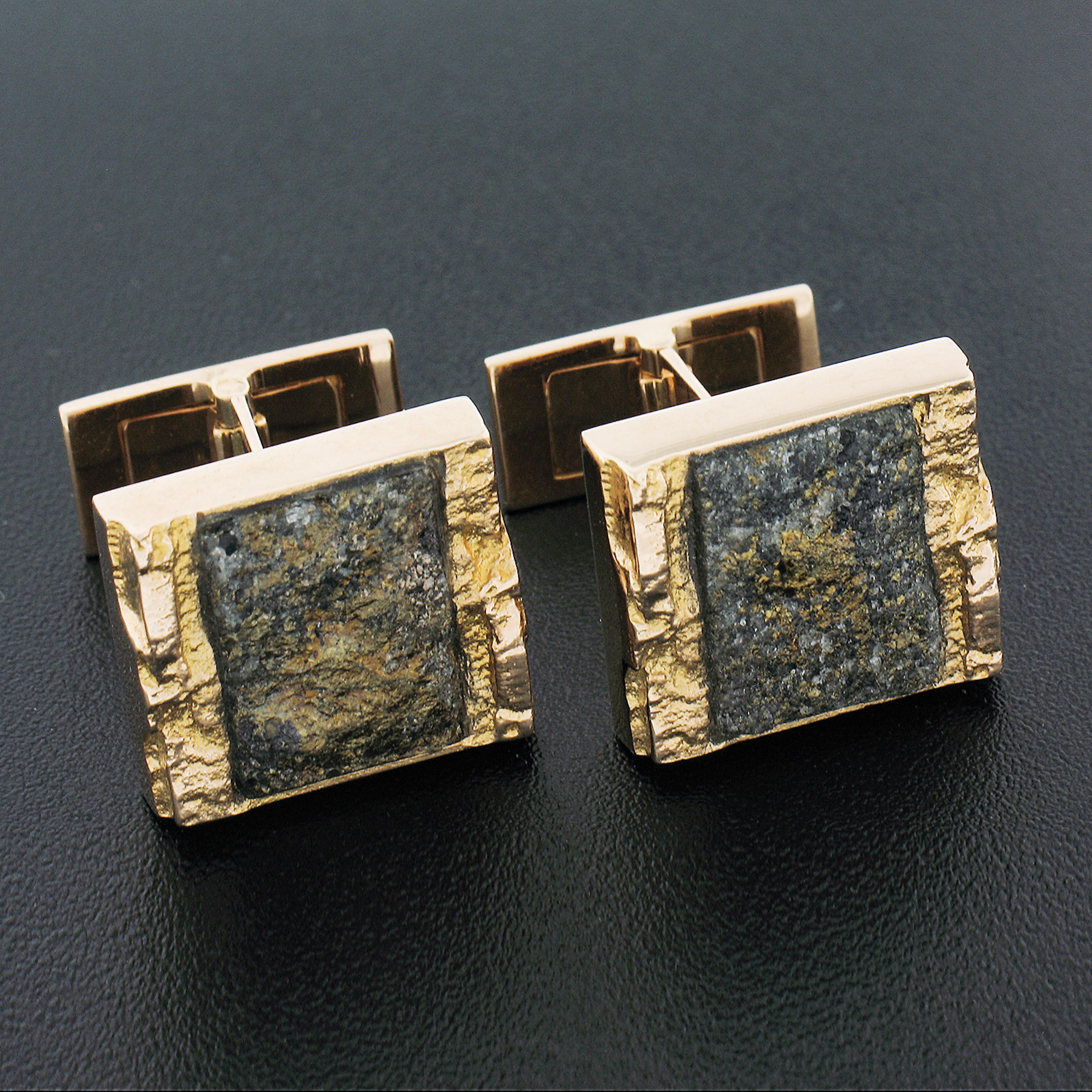 Lapponia 14k Gelbgold 12,4x9.6 mm Ore Stein Nugget Montezuma Dreh-Manschettenknöpfe 2